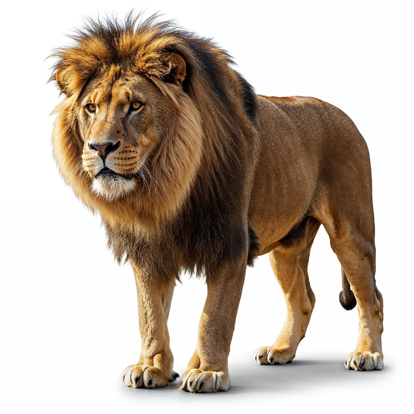 Lion Isolated on White Background Majestic Wildlife Animal Portrait