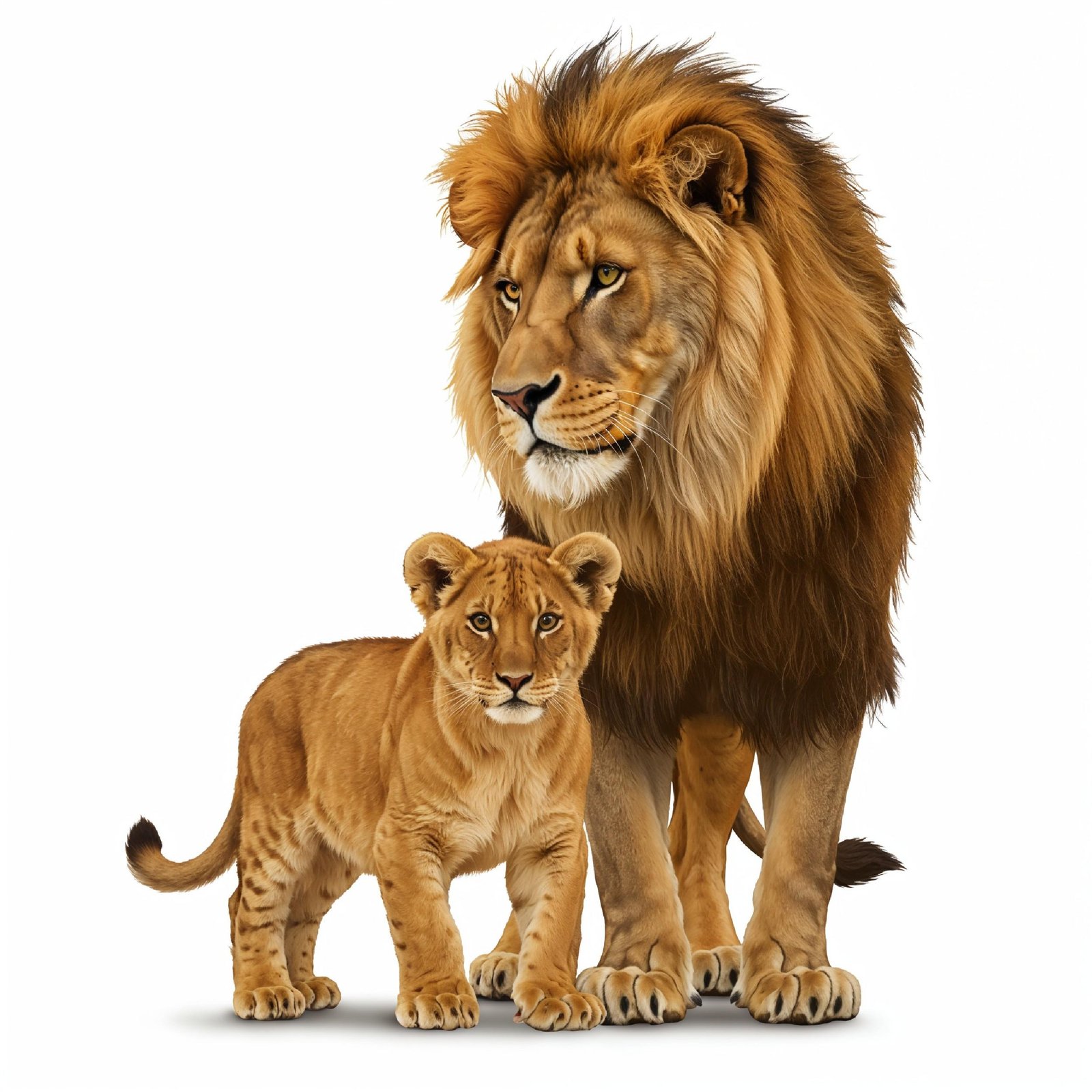 Lion Isolated on White Background Majestic Wildlife Animal Portrait