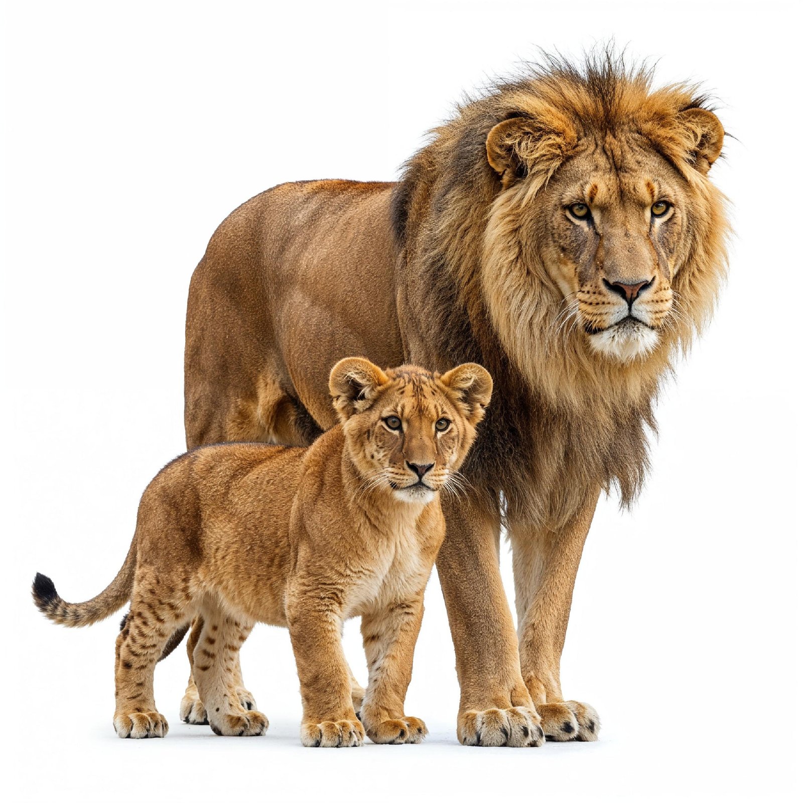 Lion Isolated on White Background Majestic Wildlife Animal Portrait