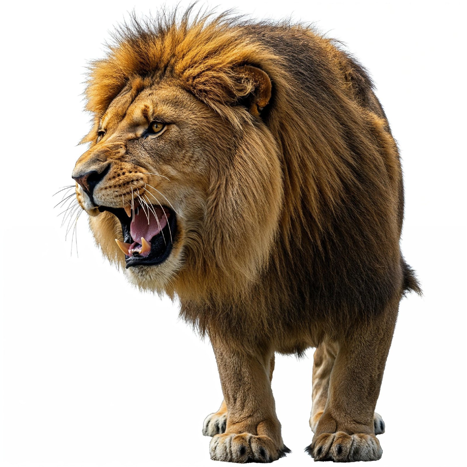 Lion Isolated on White Background Majestic Wildlife Animal Portrait