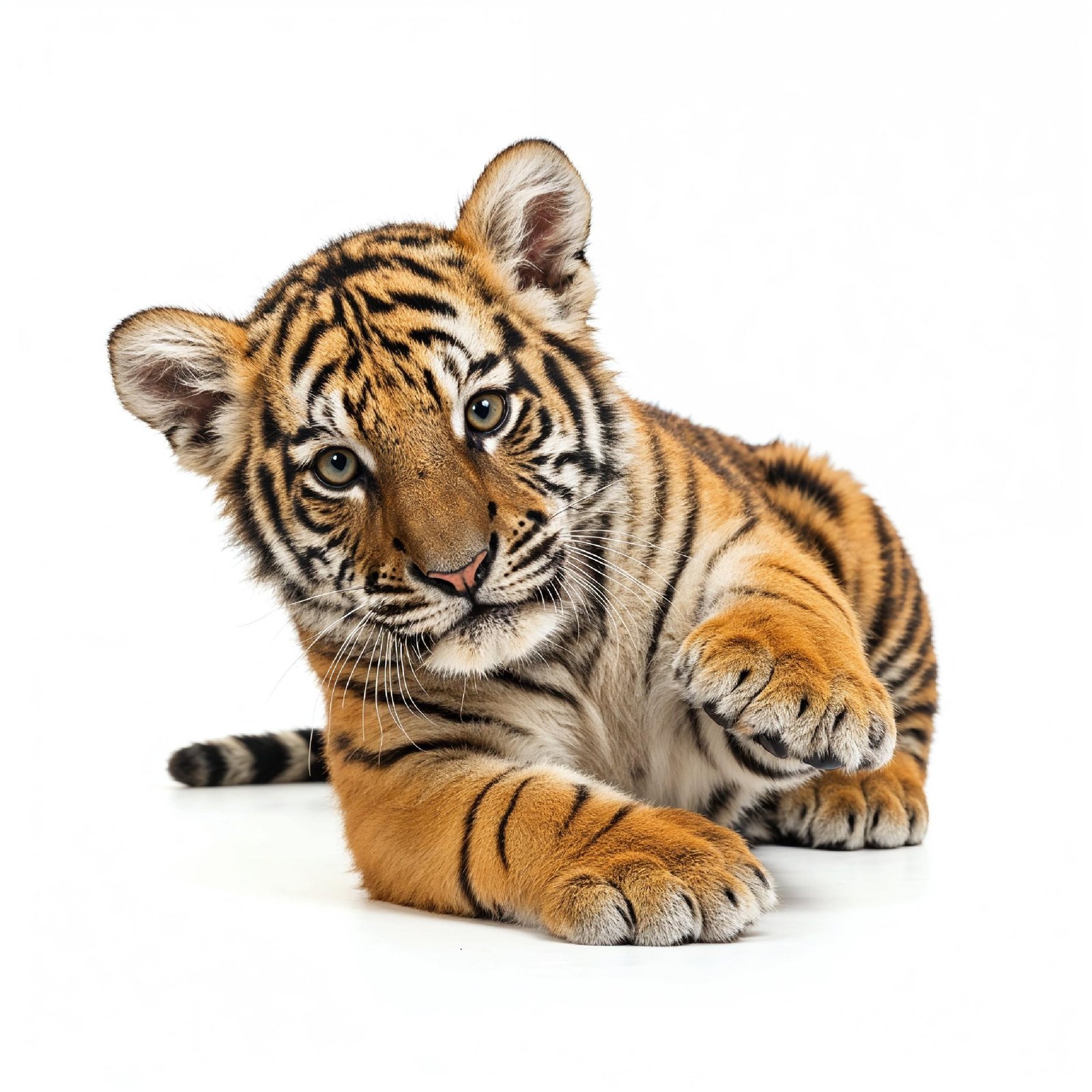 Tiger Isolated on White Background Majestic Wildlife Big Cat Portrait
