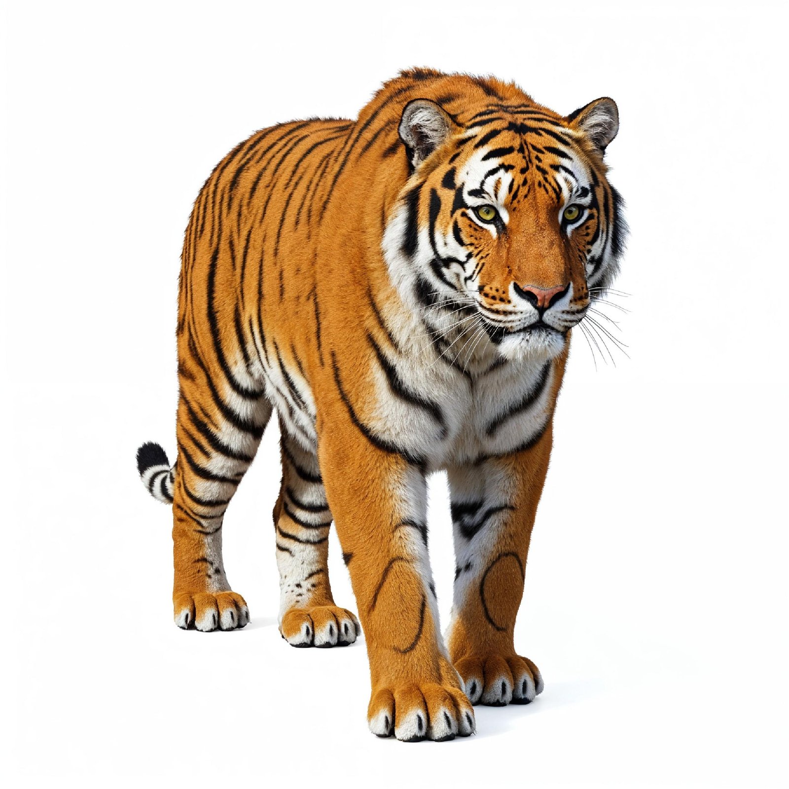 Tiger Isolated on White Background Majestic Wildlife Big Cat Portrait