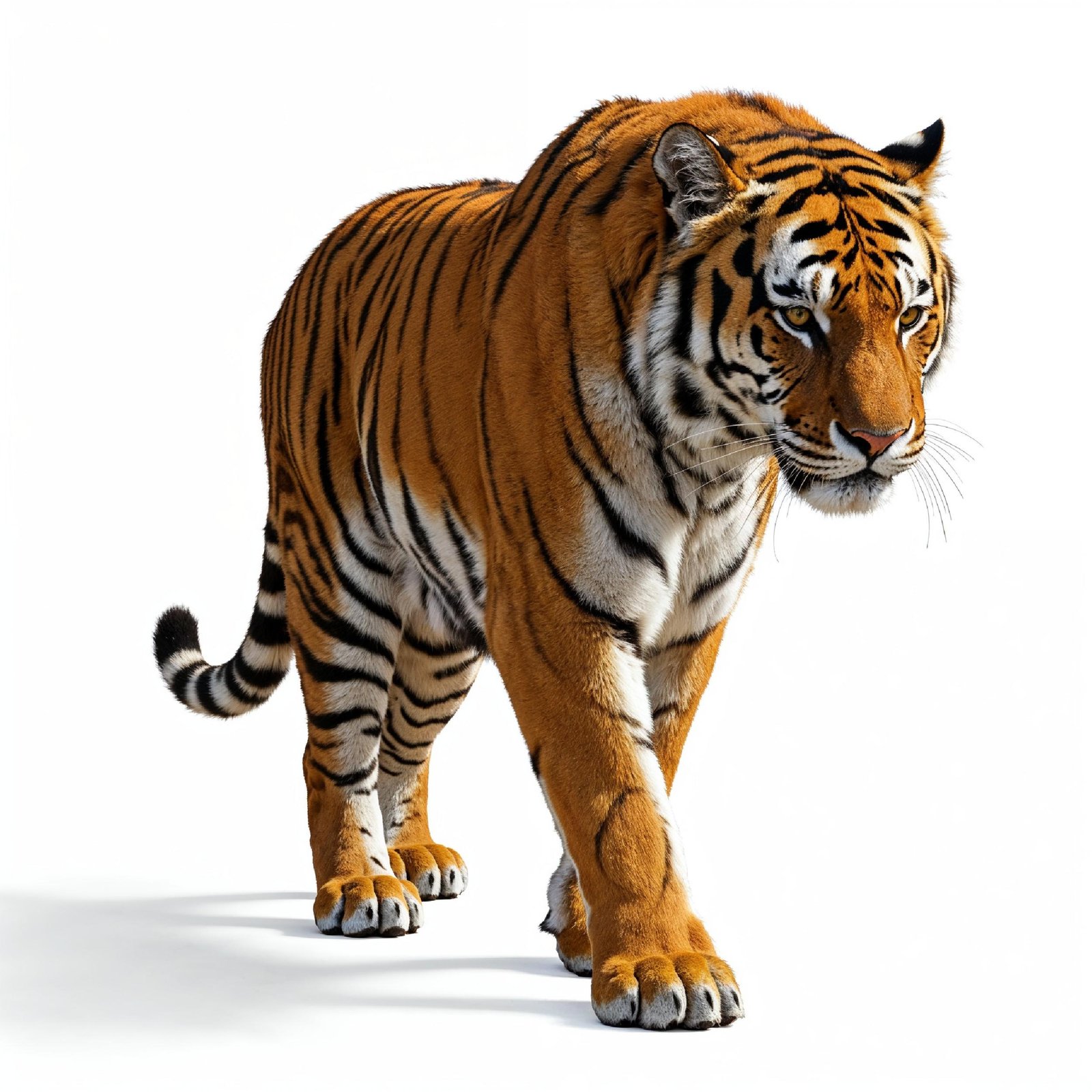 Tiger Isolated on White Background Majestic Wildlife Big Cat Portrait