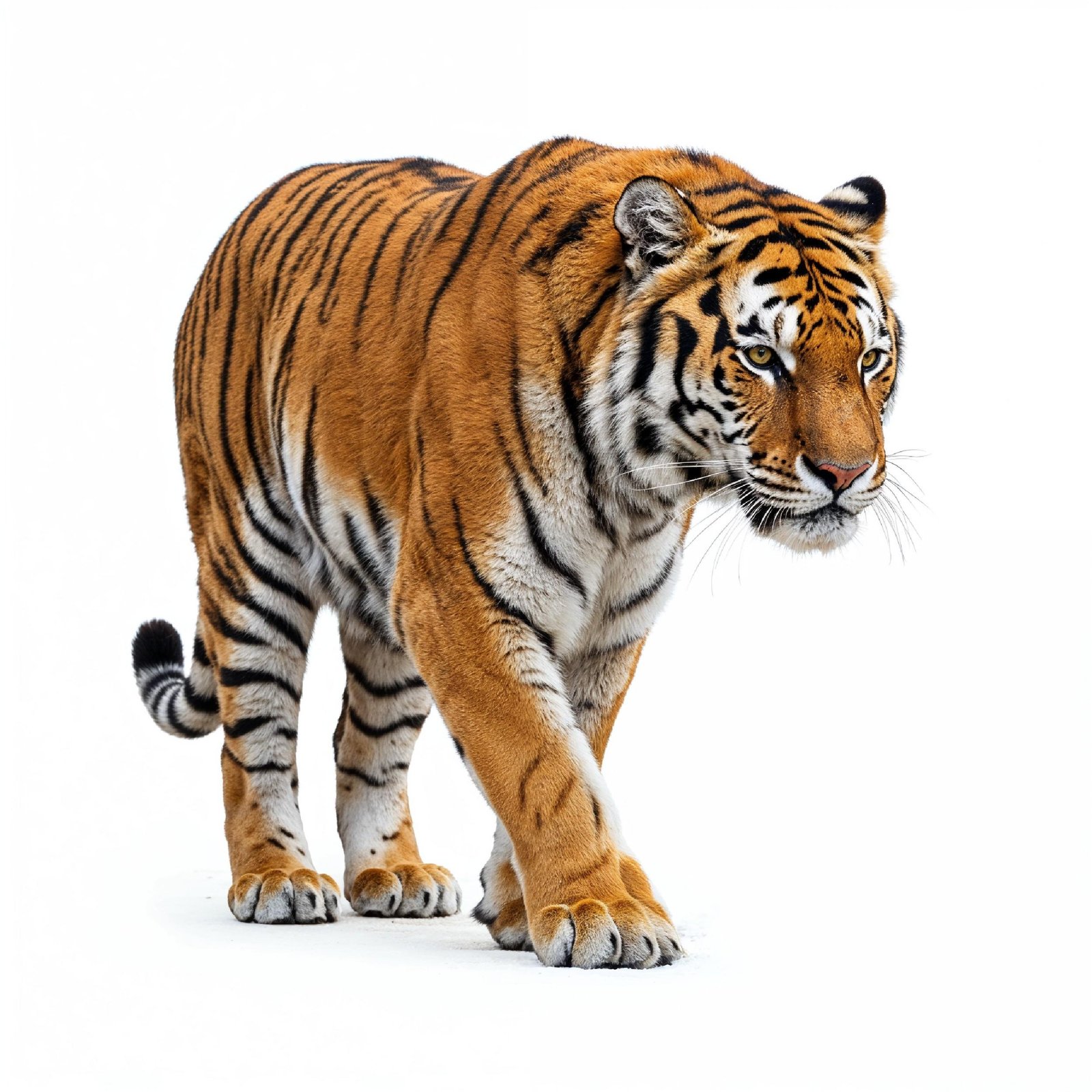 Tiger Isolated on White Background Majestic Wildlife Big Cat Portrait