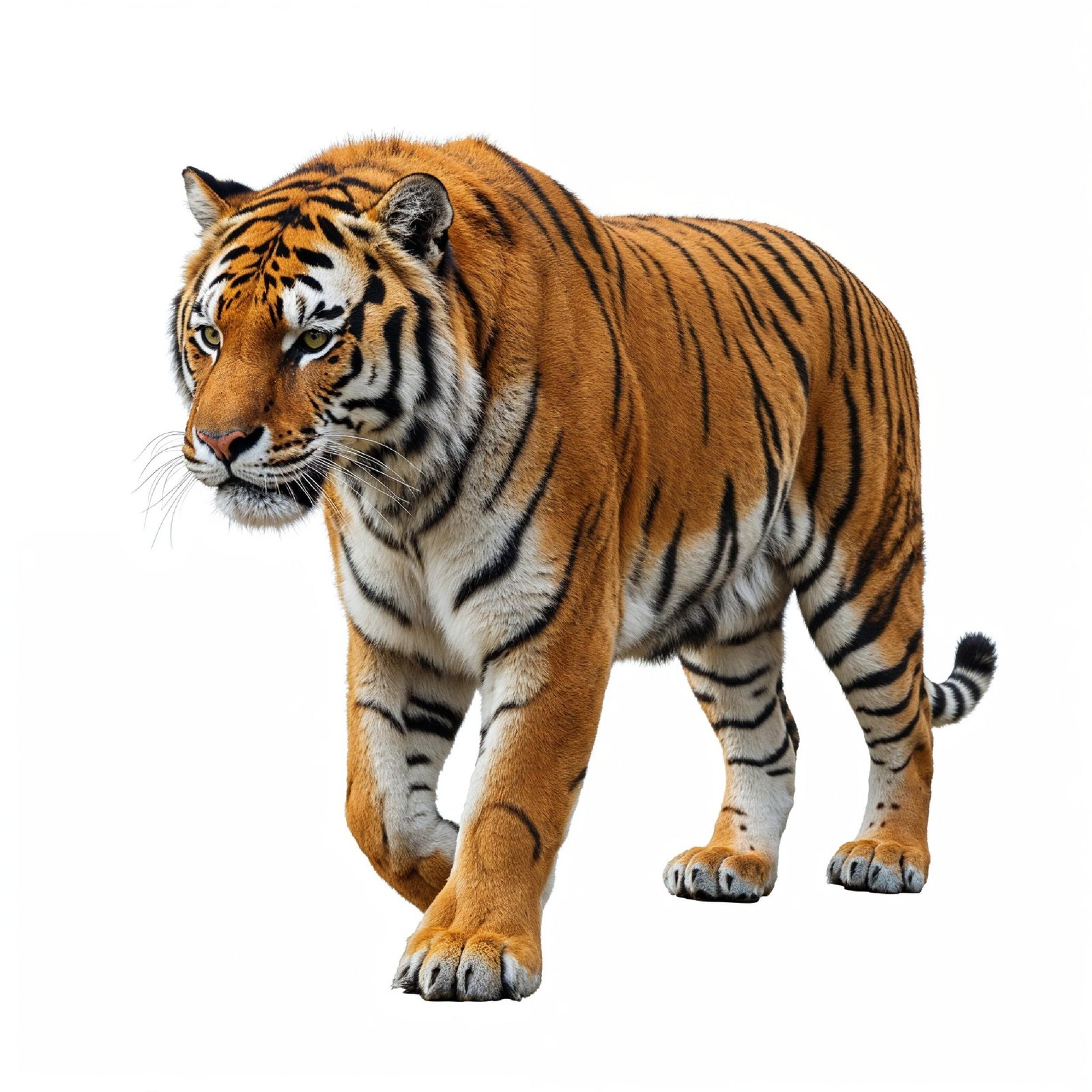Tiger Isolated on White Background Majestic Wildlife Big Cat Portrait