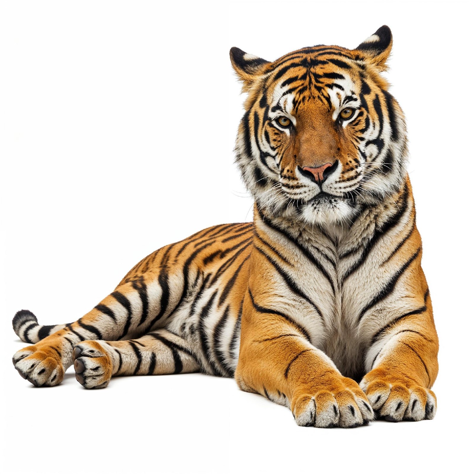 Tiger Isolated on White Background Majestic Wildlife Big Cat Portrait
