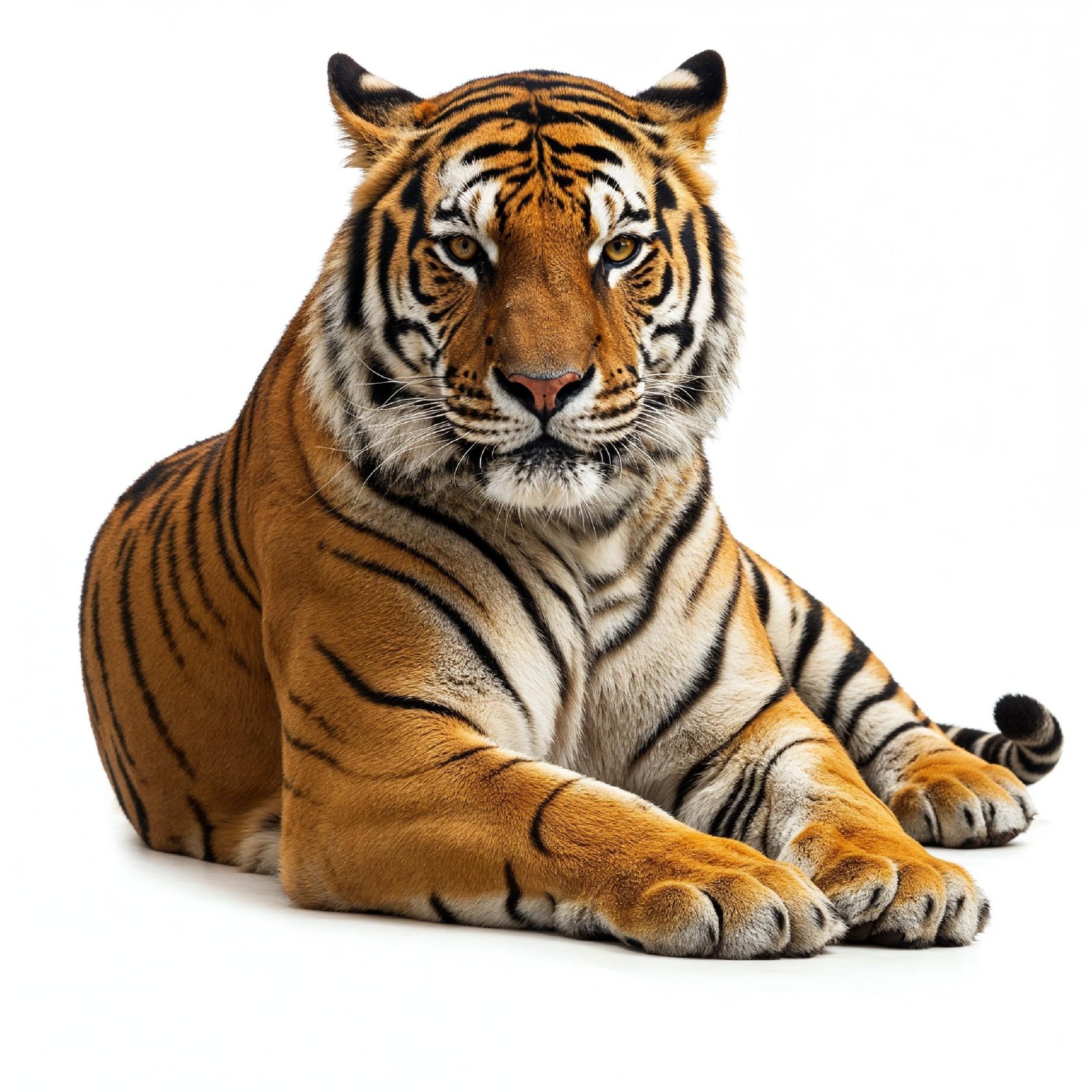 Tiger Isolated on White Background Majestic Wildlife Big Cat Portrait