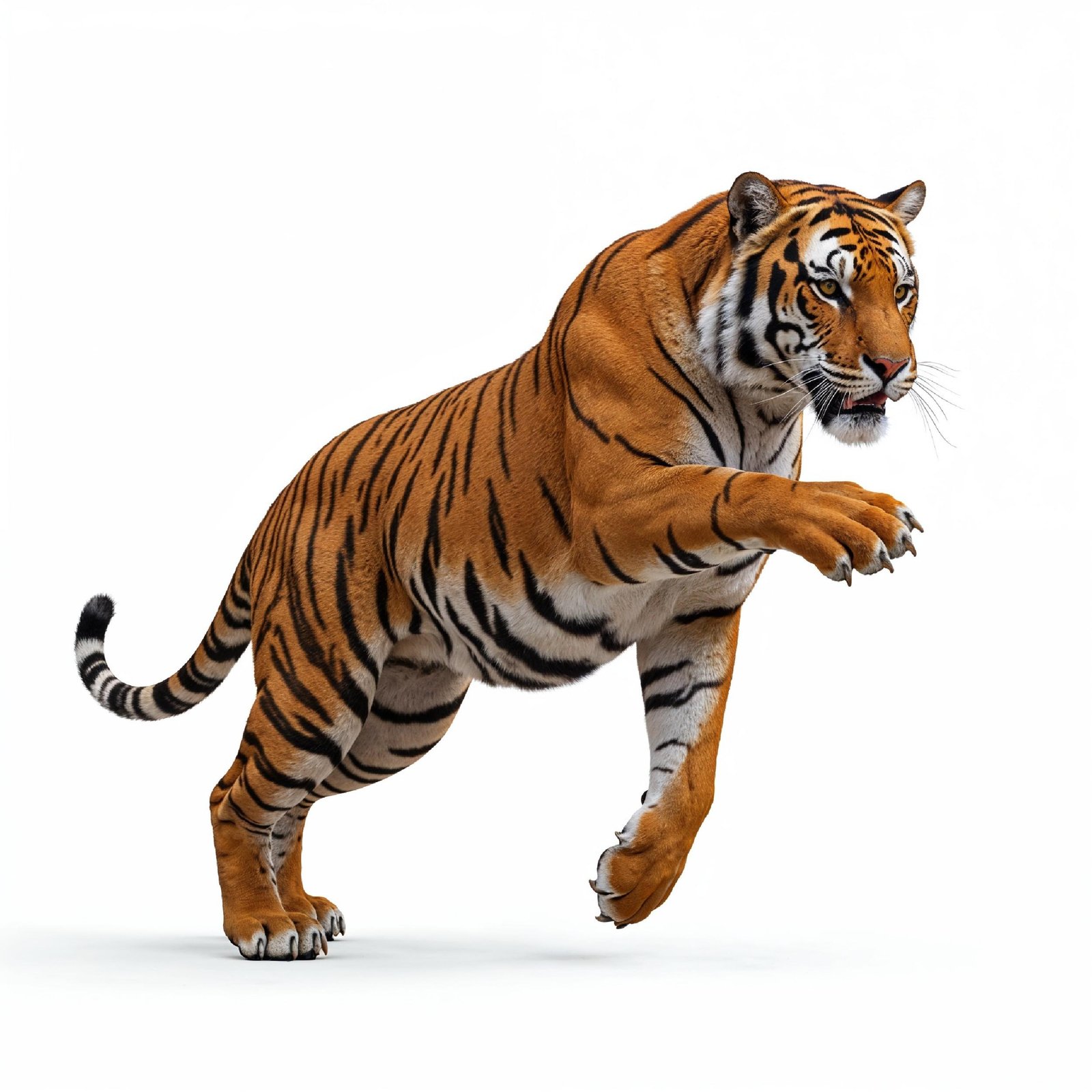 Tiger Isolated on White Background Majestic Wildlife Big Cat Portrait