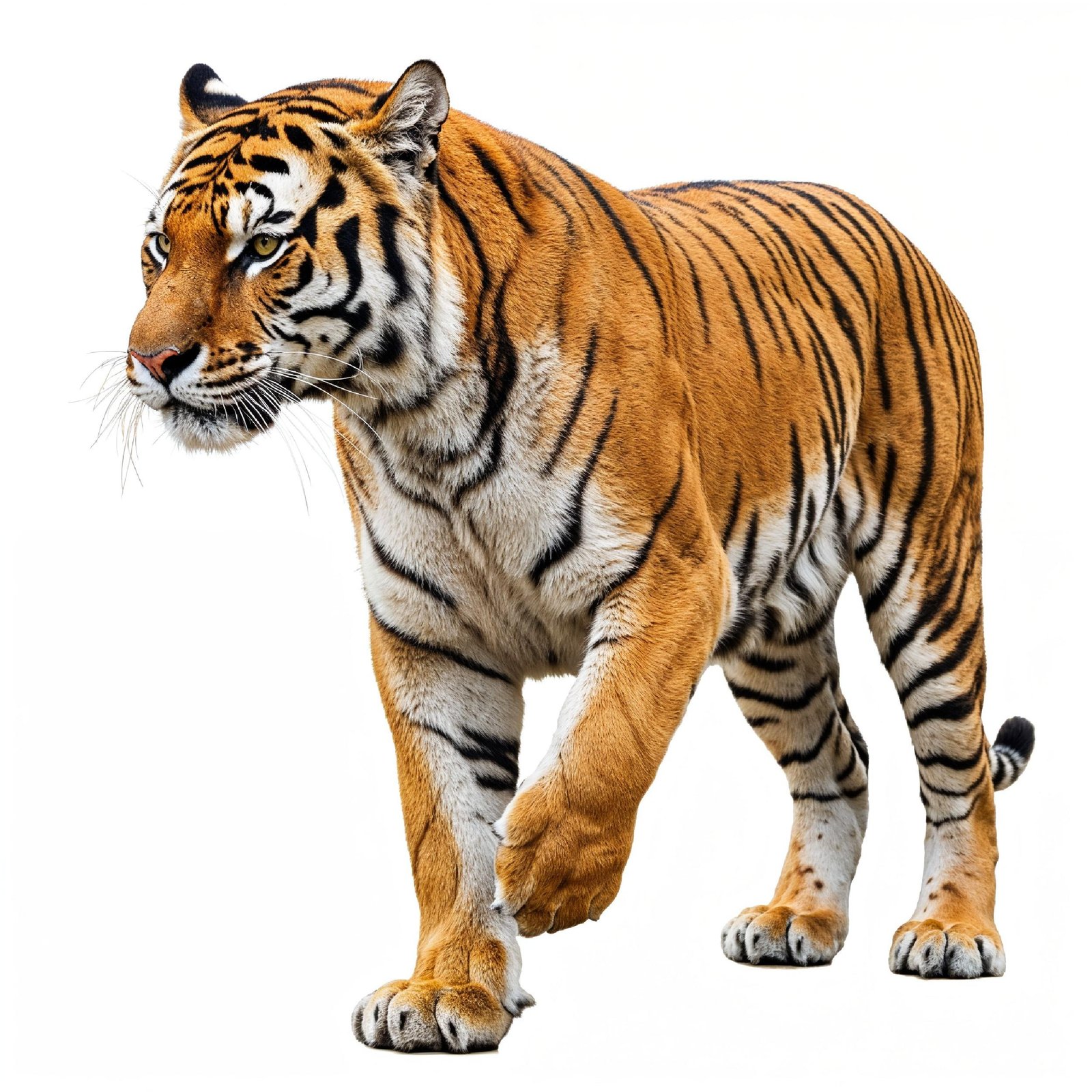 Tiger Isolated on White Background Majestic Wildlife Big Cat Portrait