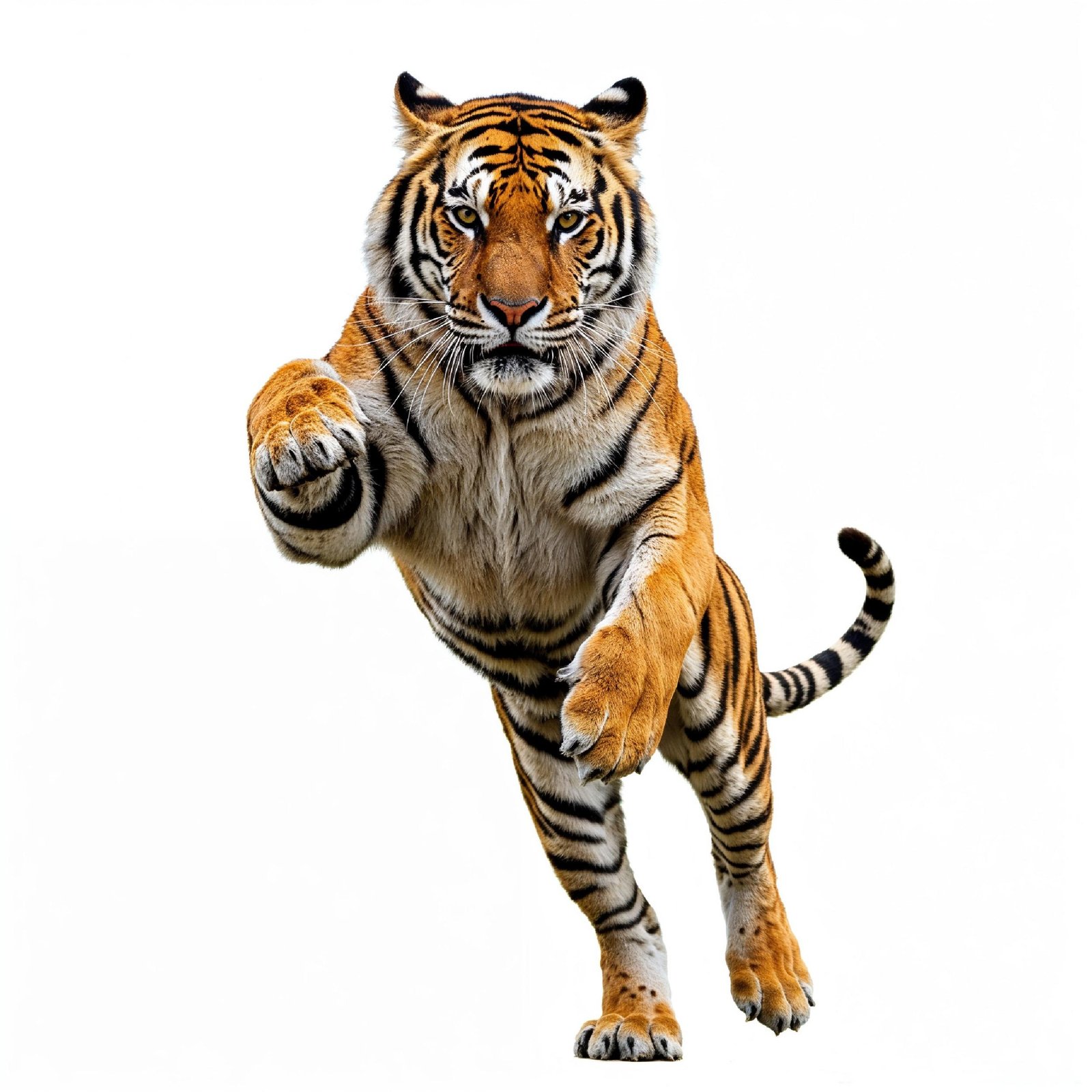 Tiger Isolated on White Background Majestic Wildlife Big Cat Portrait