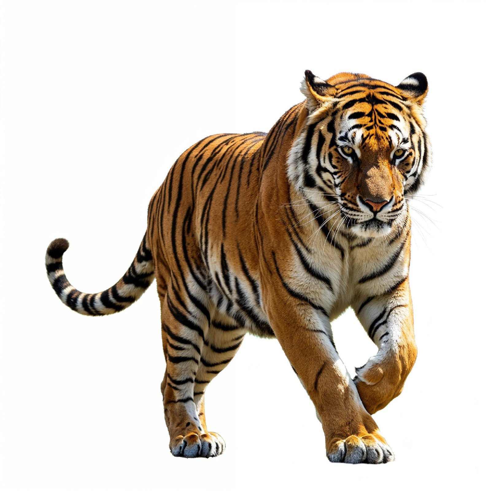 Tiger Isolated on White Background Majestic Wildlife Big Cat Portrait