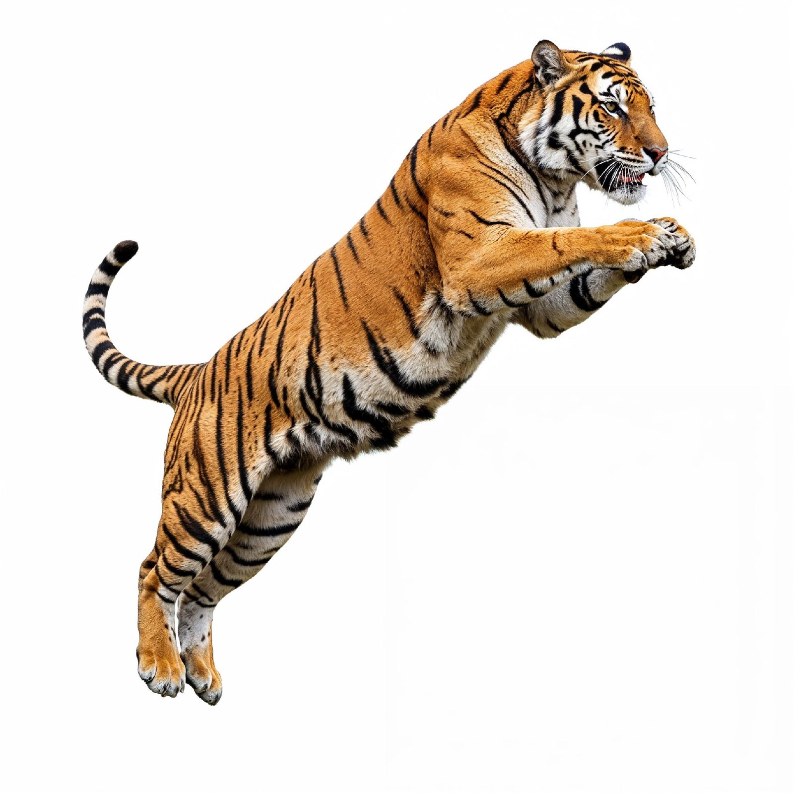 Tiger Isolated on White Background Majestic Wildlife Big Cat Portrait