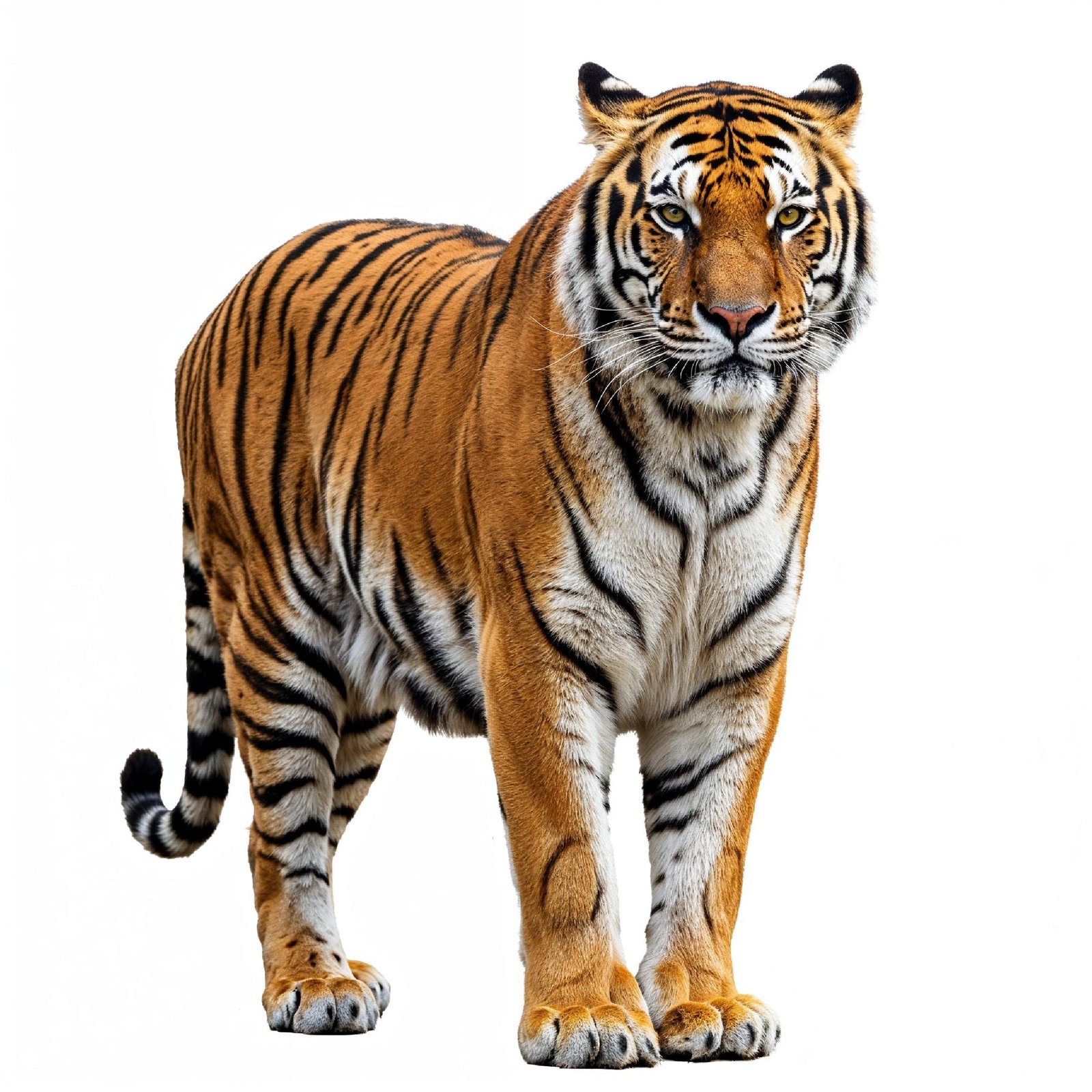 Tiger Isolated on White Background Majestic Wildlife Big Cat Portrait