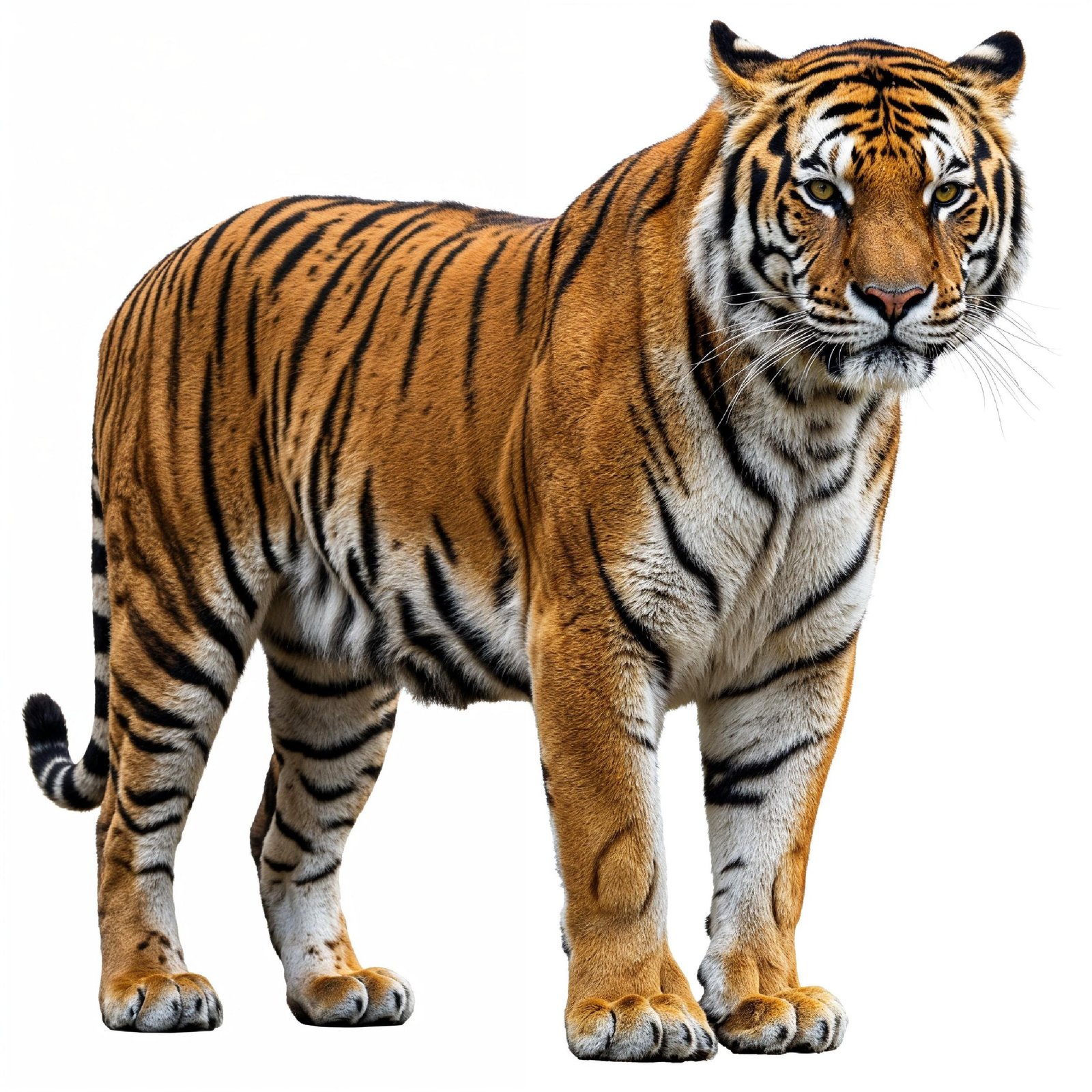 Tiger Isolated on White Background Majestic Wildlife Big Cat Portrait