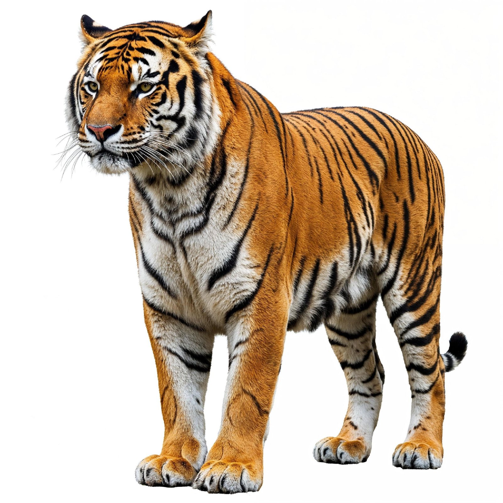 Tiger Isolated on White Background Majestic Wildlife Big Cat Portrait