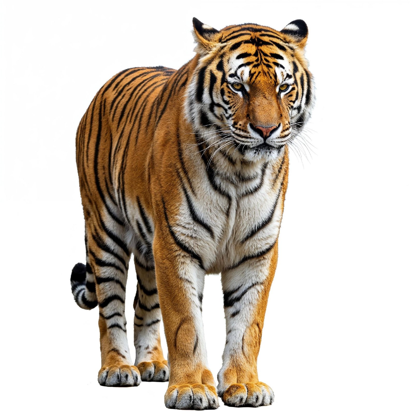 Tiger Isolated on White Background Majestic Wildlife Big Cat Portrait