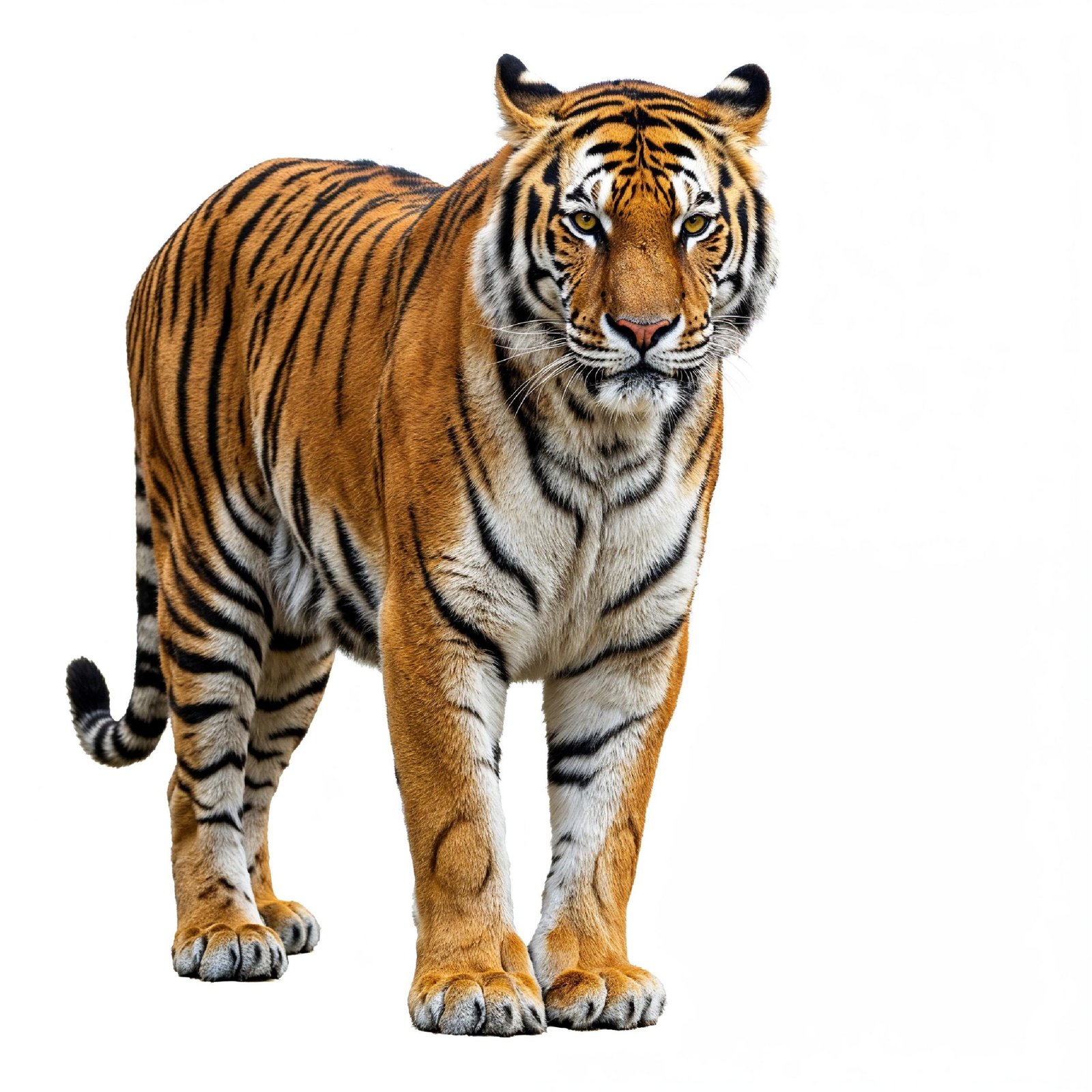 Tiger Isolated on White Background Majestic Wildlife Big Cat Portrait