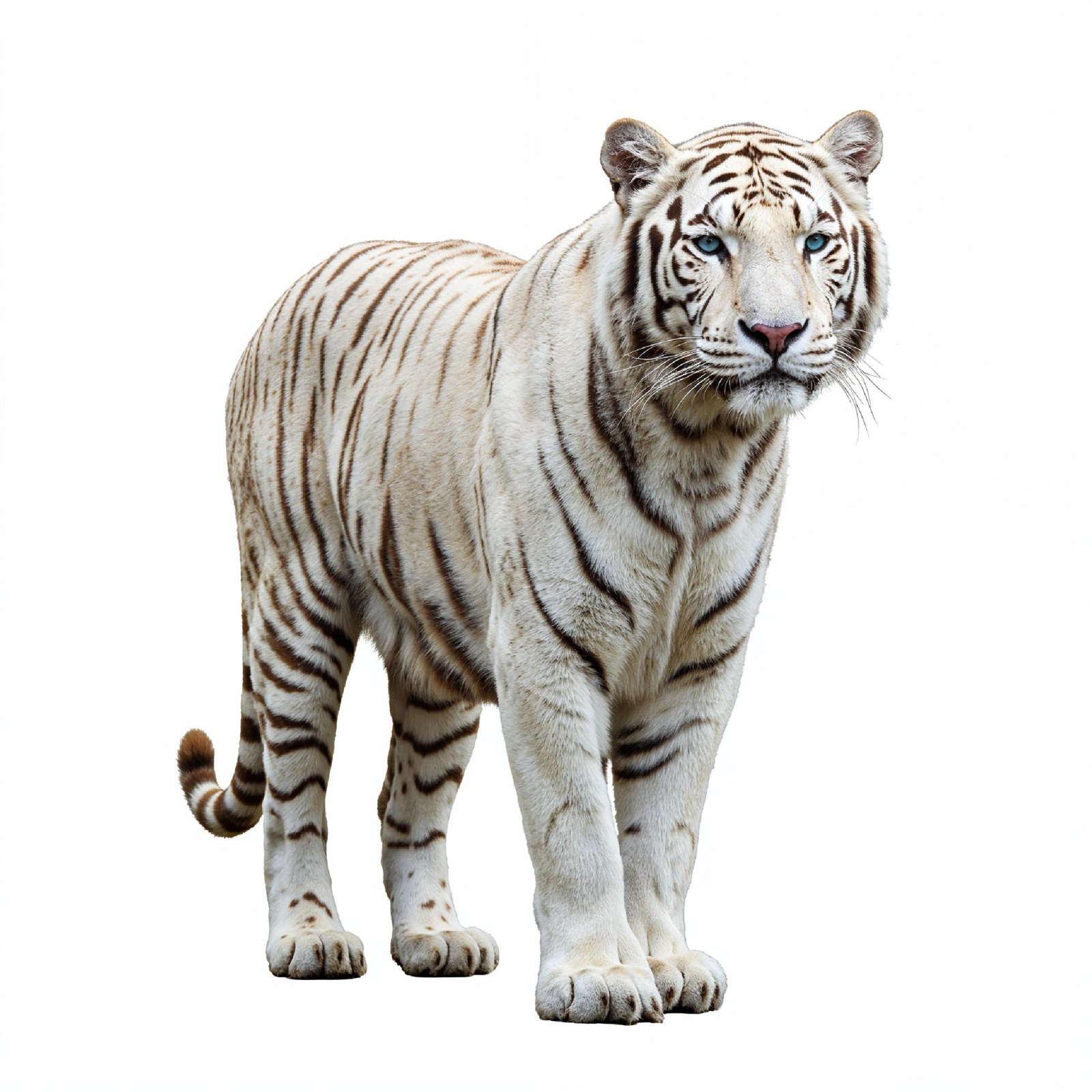 Tiger Isolated on White Background Majestic Wildlife Big Cat Portrait
