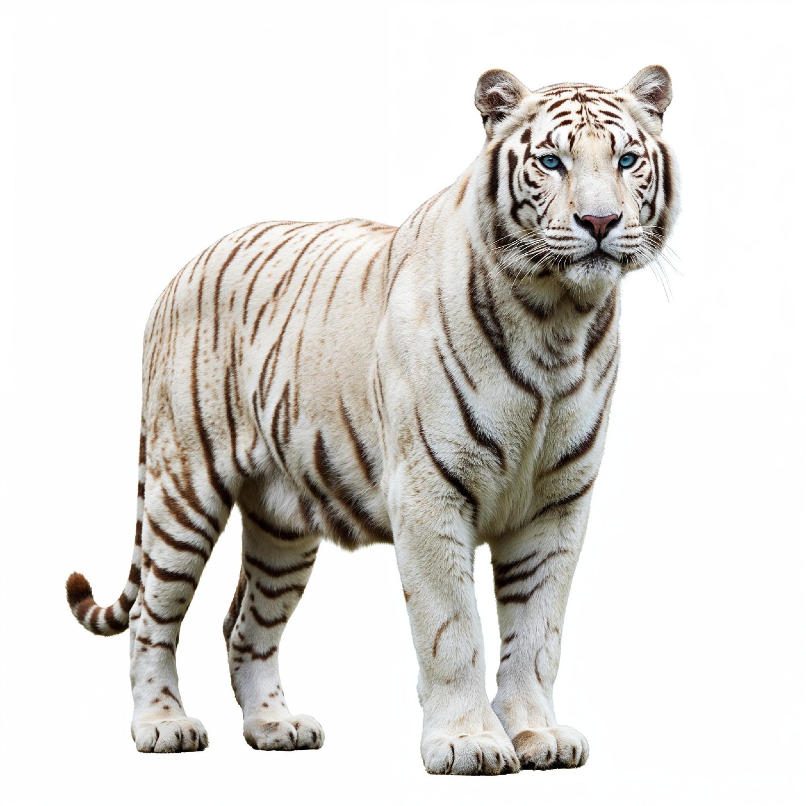 Tiger Isolated on White Background Majestic Wildlife Big Cat Portrait