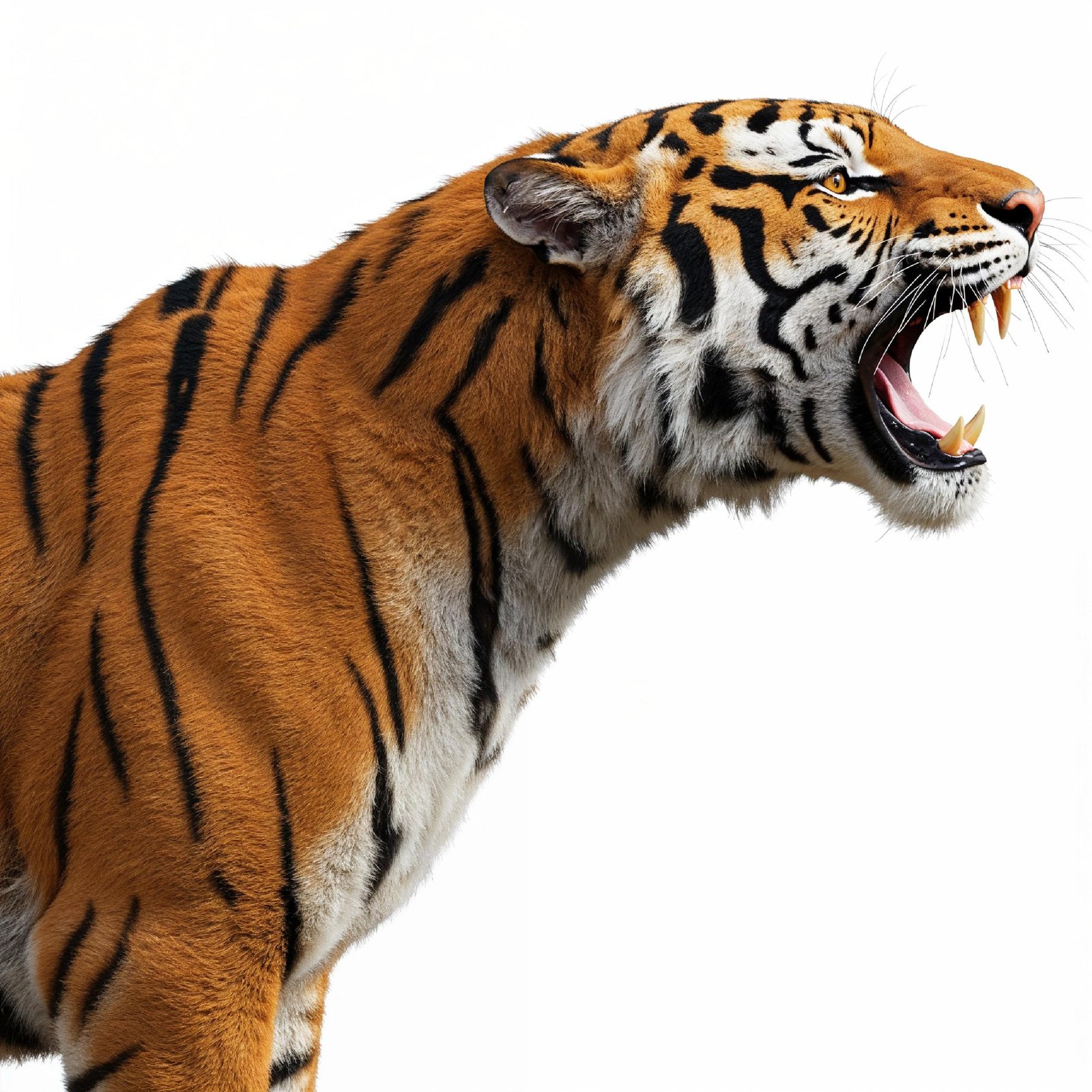 Tiger Isolated on White Background Majestic Wildlife Big Cat Portrait