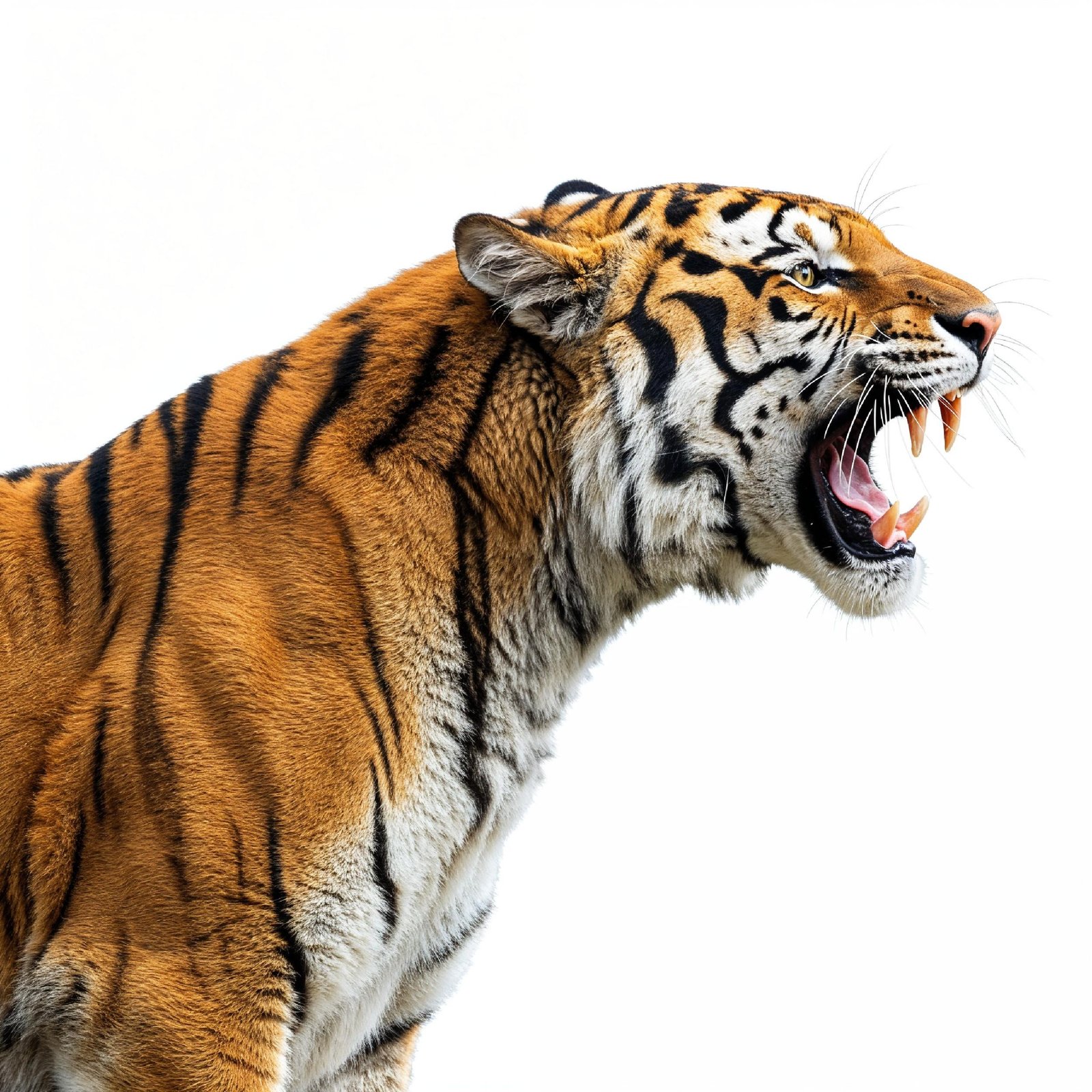 Tiger Isolated on White Background Majestic Wildlife Big Cat Portrait