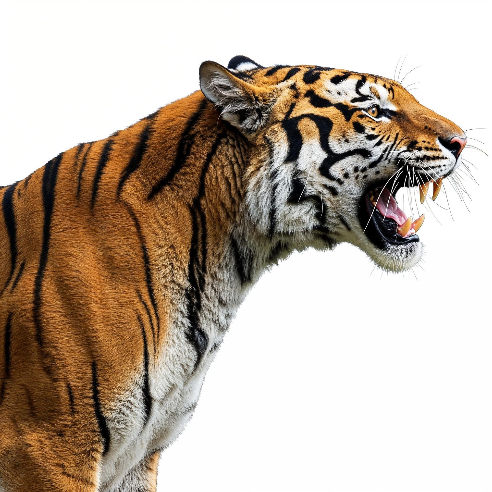 Tiger Isolated on White Background Majestic Wildlife Big Cat Portrait