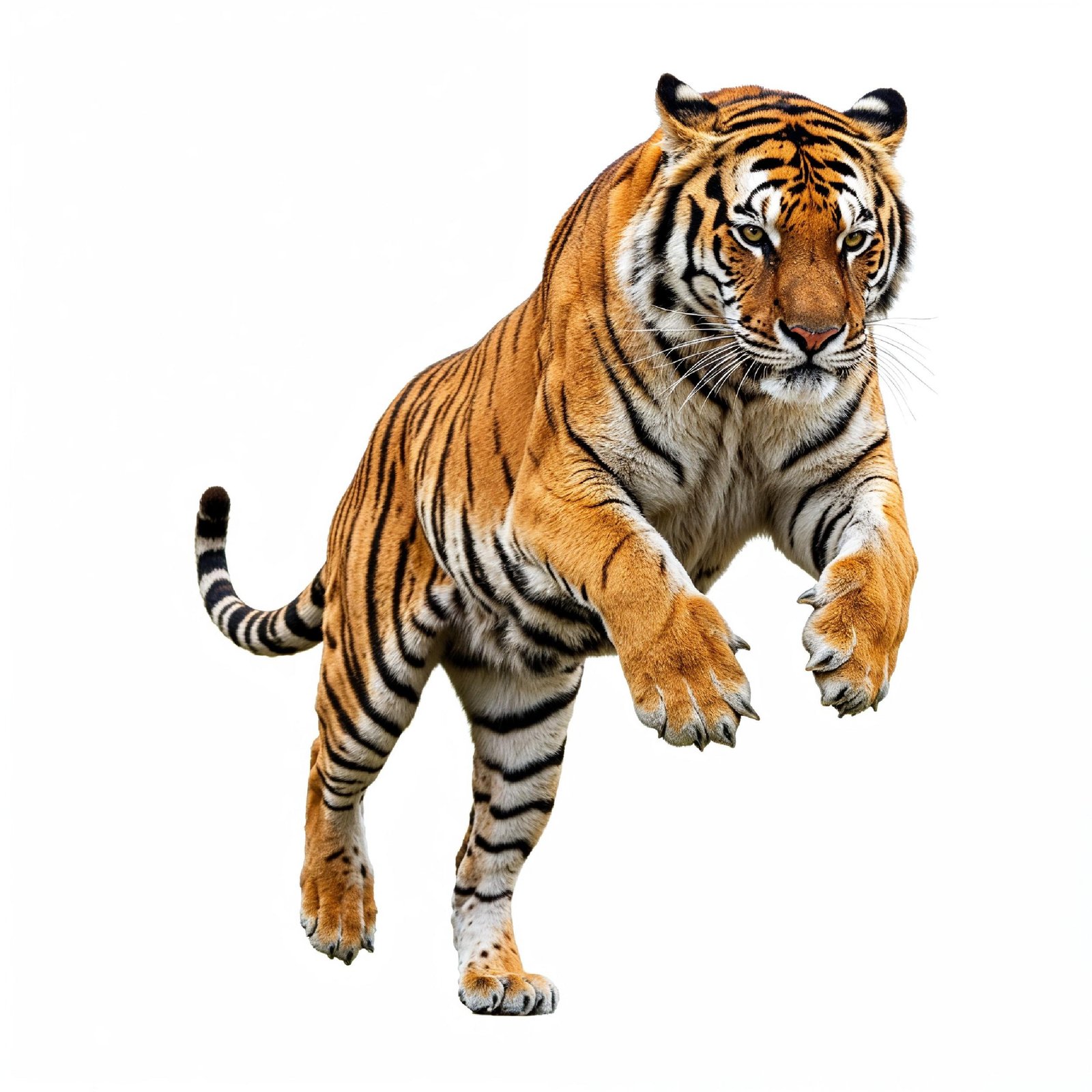 Tiger Isolated on White Background Majestic Wildlife Big Cat Portrait