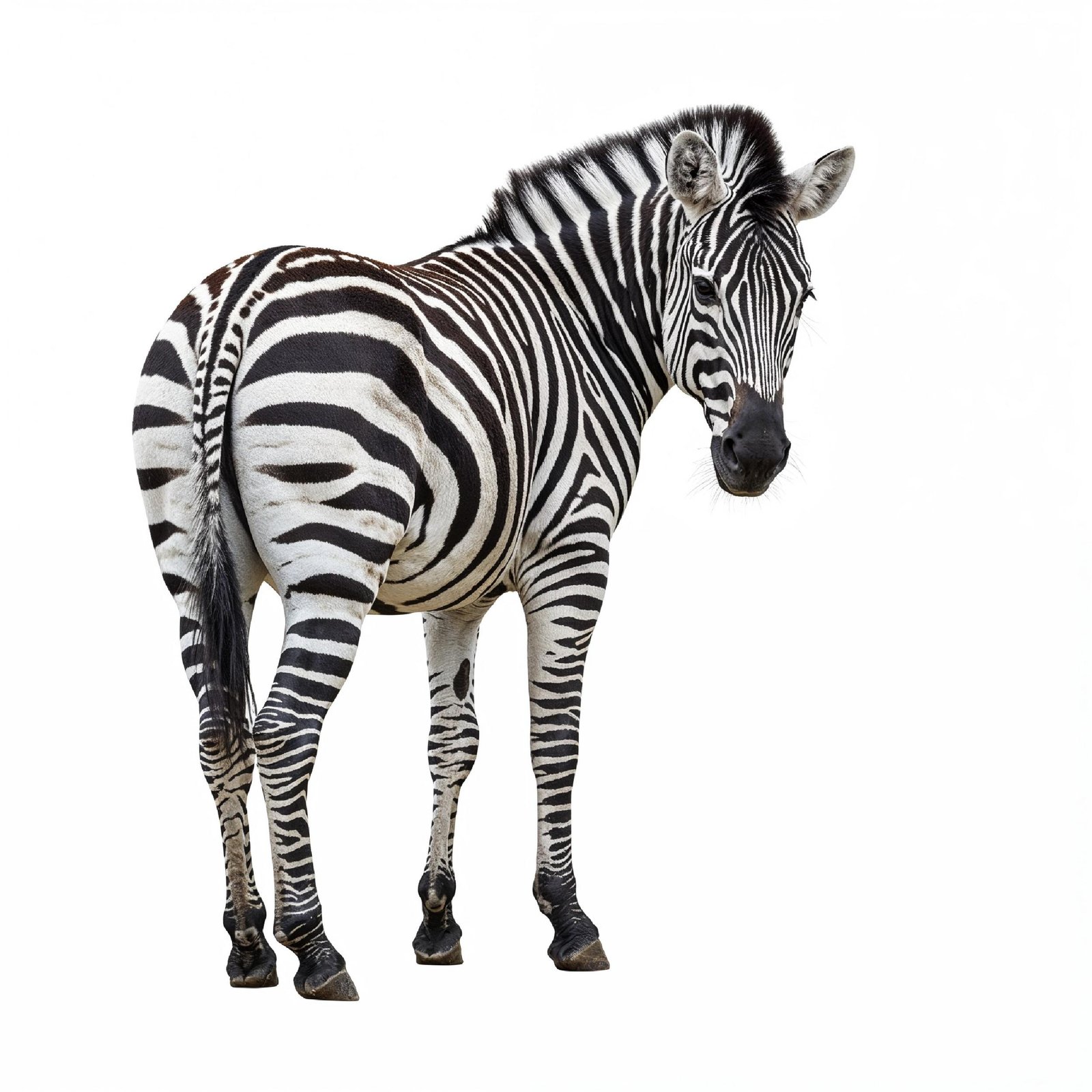 Zebra Isolated on White Background African Wildlife Animal Portrait