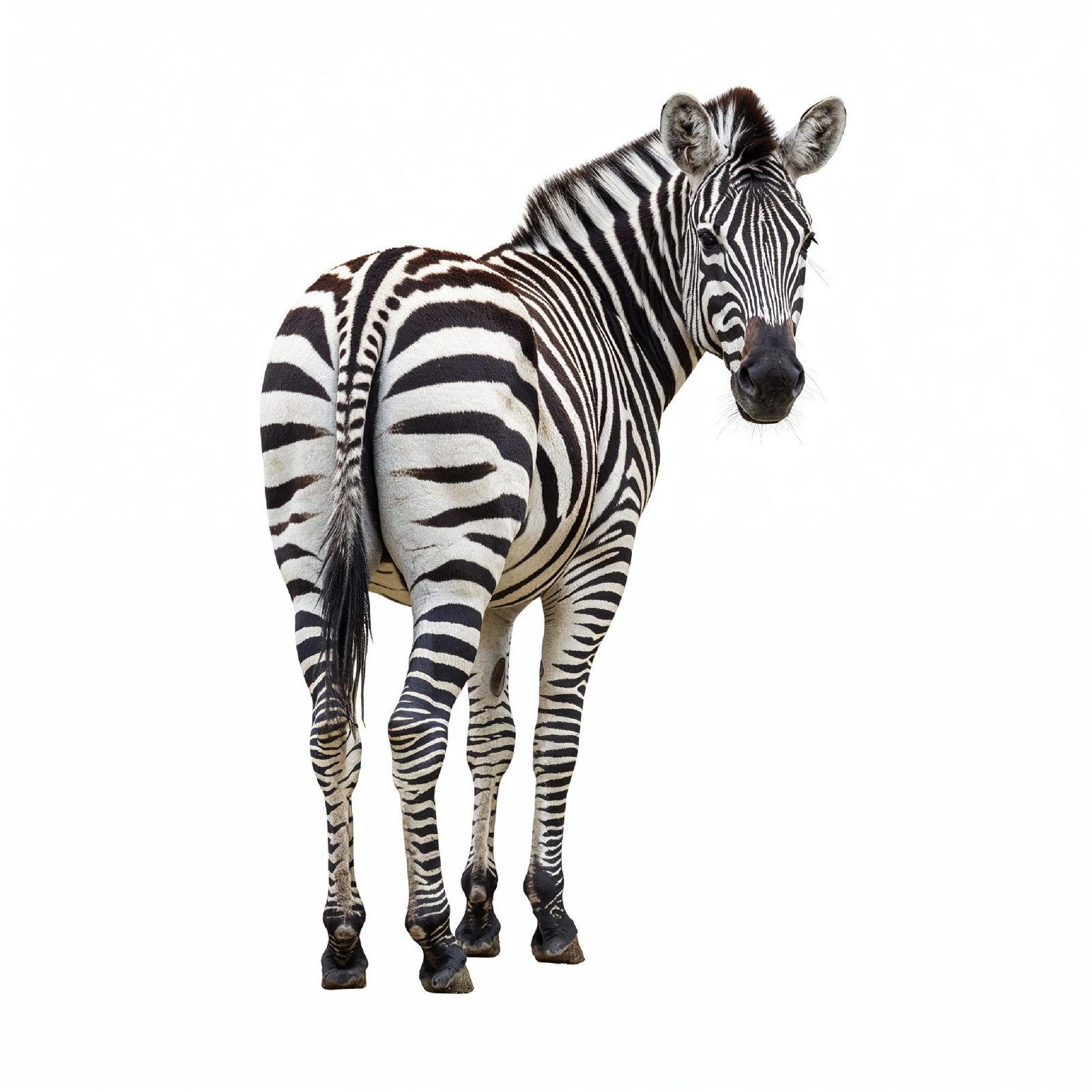 Zebra Isolated on White Background African Wildlife Animal Portrait