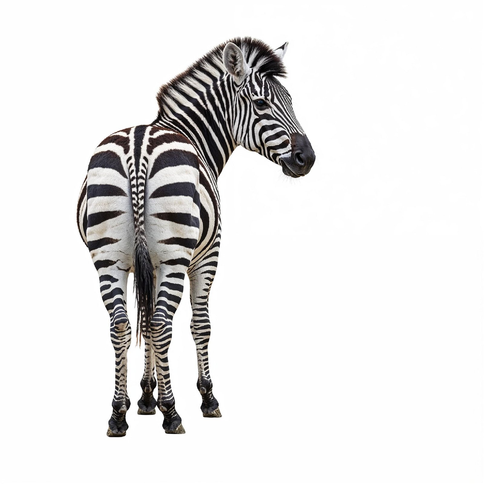 Zebra Isolated on White Background African Wildlife Animal Portrait