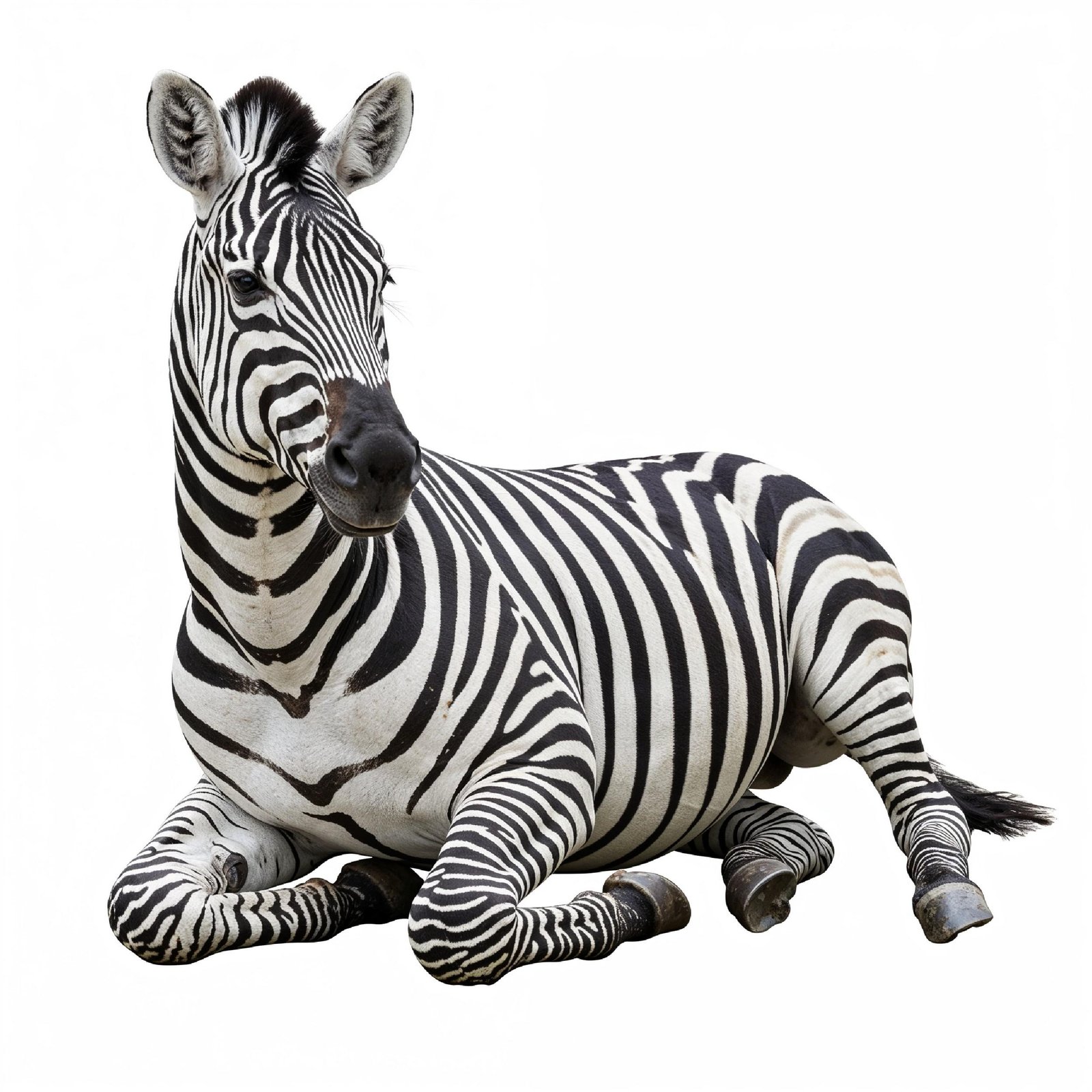 Zebra Isolated on White Background African Wildlife Animal Portrait
