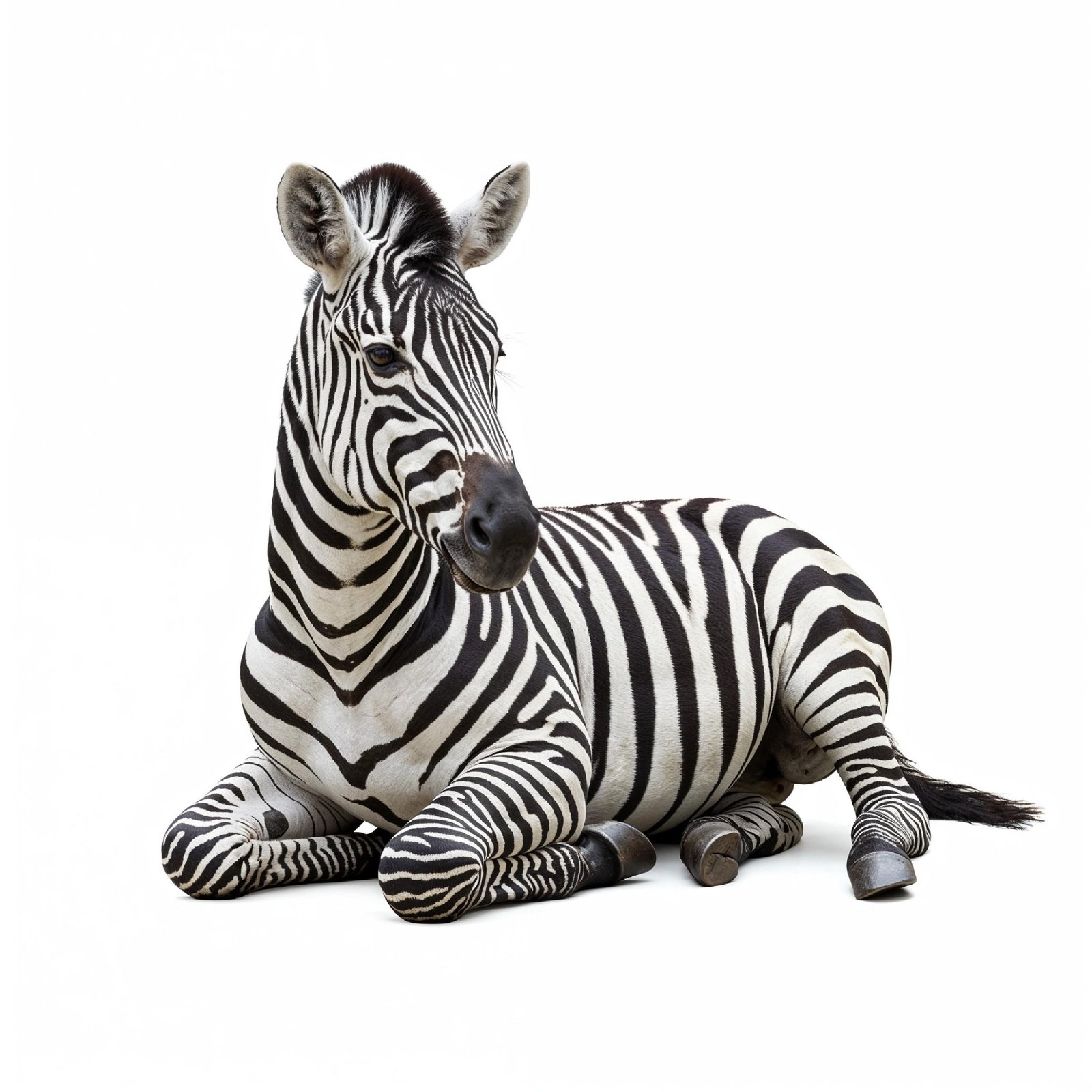 Zebra Isolated on White Background African Wildlife Animal Portrait