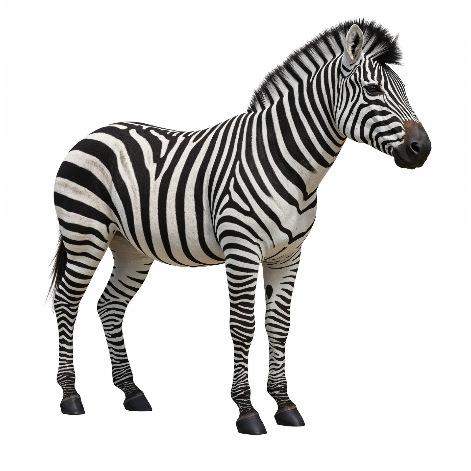 Zebra Isolated on White Background African Wildlife Animal Portrait