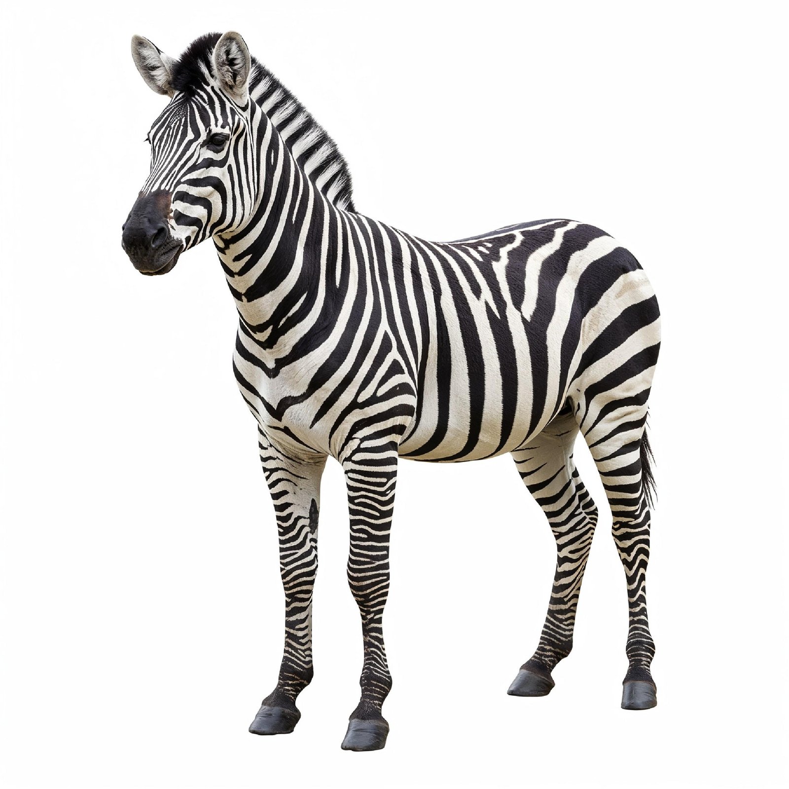 Zebra Isolated on White Background African Wildlife Animal Portrait