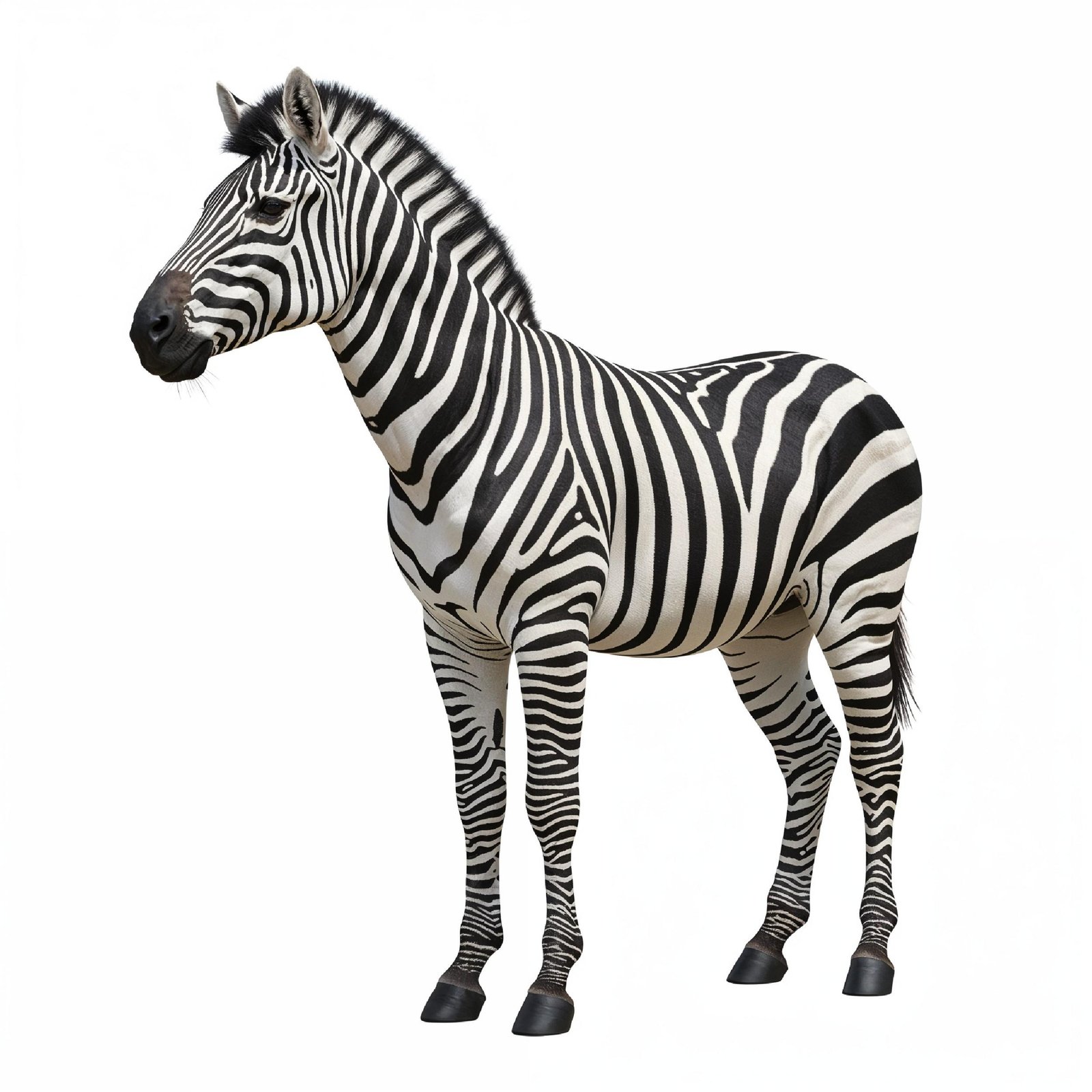 Zebra Isolated on White Background African Wildlife Animal Portrait