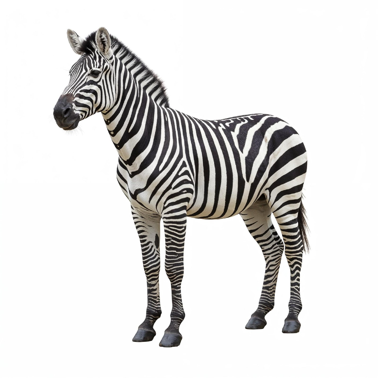 Zebra Isolated on White Background African Wildlife Animal Portrait