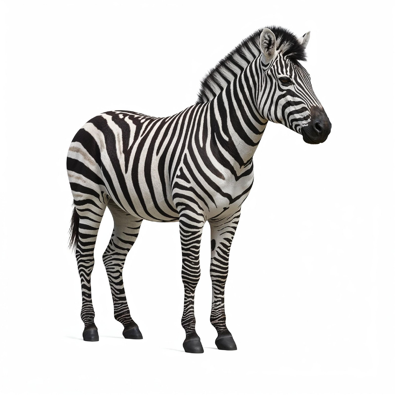 Zebra Isolated on White Background African Wildlife Animal Portrait