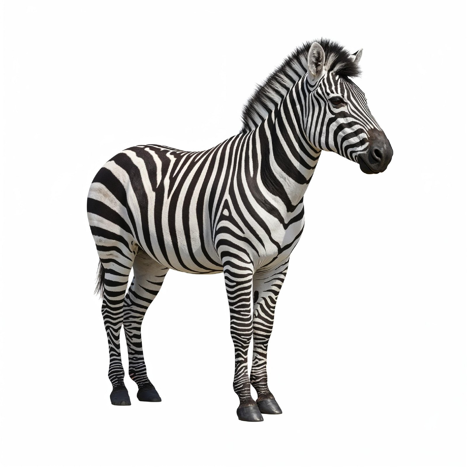 Zebra Isolated on White Background African Wildlife Animal Portrait