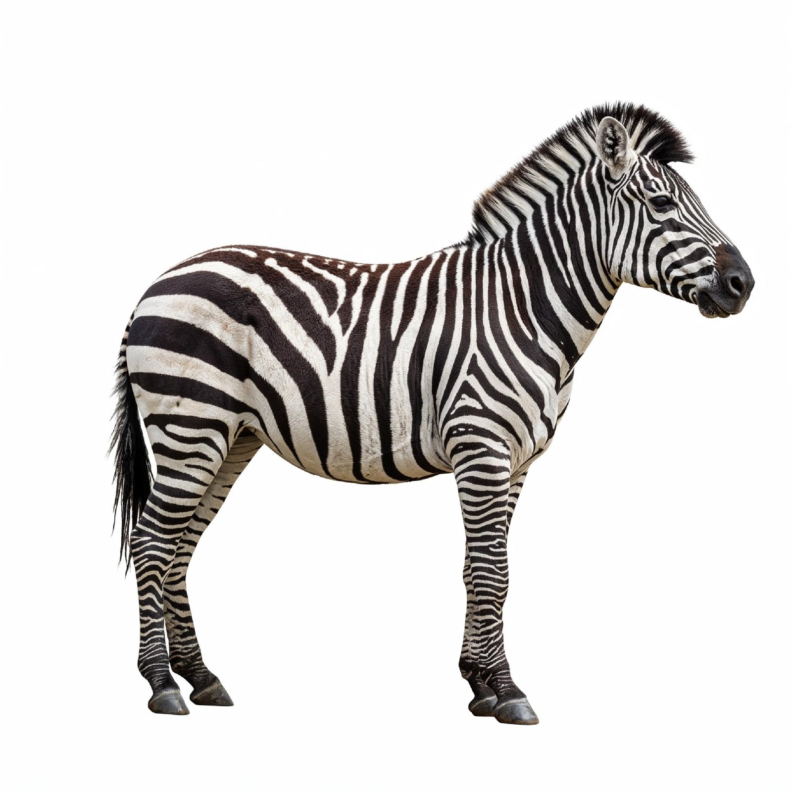 Zebra Isolated on White Background African Wildlife Animal Portrait