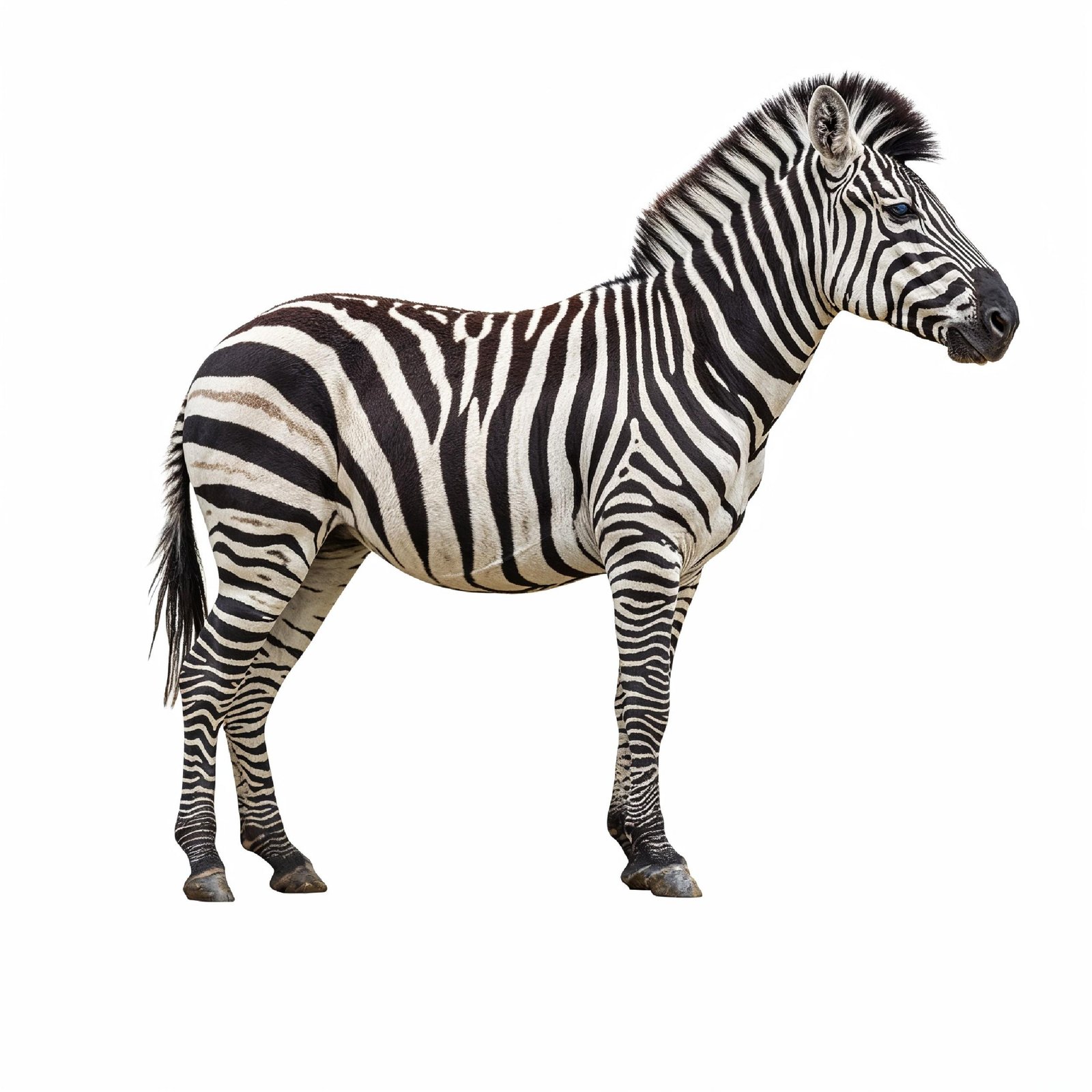 Zebra Isolated on White Background African Wildlife Animal Portrait