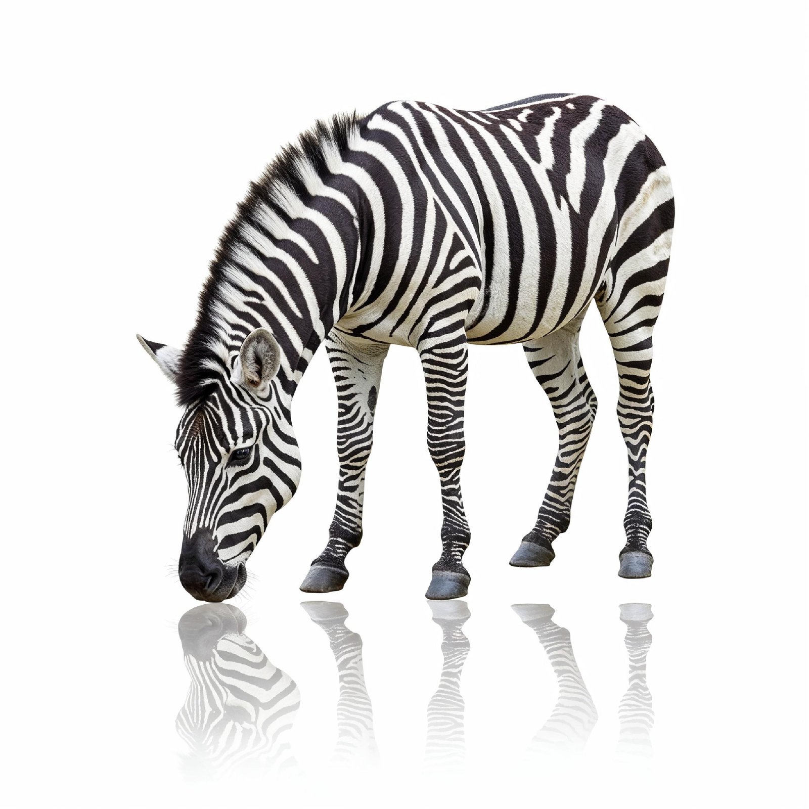 Zebra Isolated on White Background African Wildlife Animal Portrait