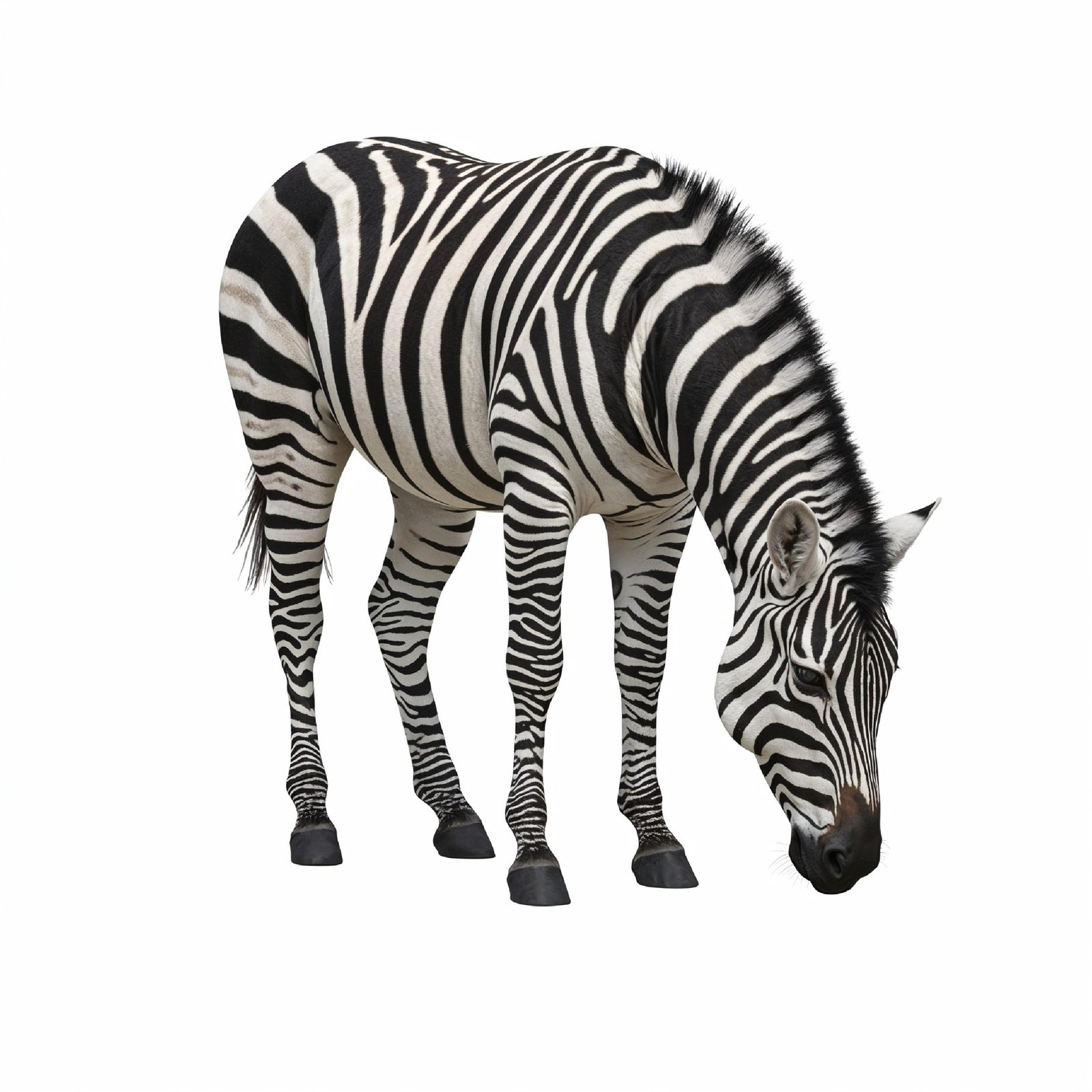 Zebra Isolated on White Background African Wildlife Animal Portrait