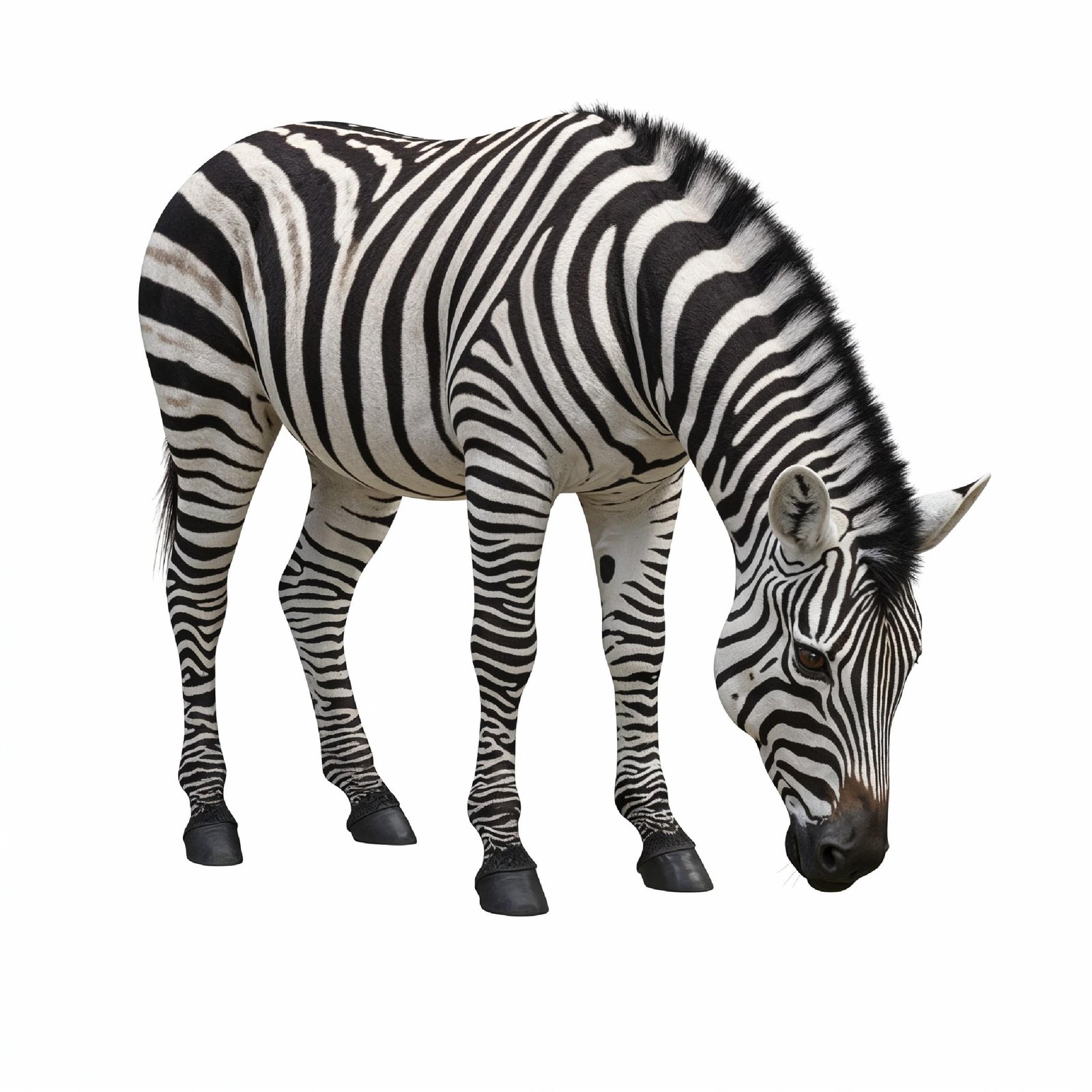Zebra Isolated on White Background African Wildlife Animal Portrait
