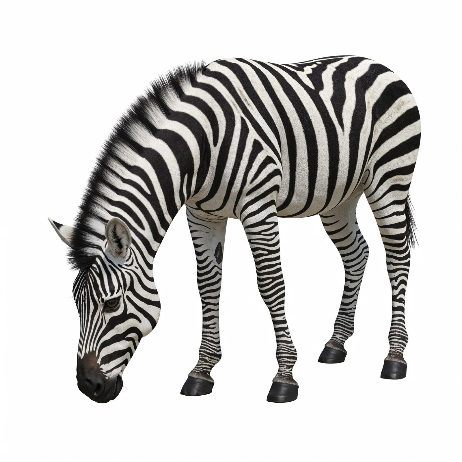 Zebra Isolated on White Background African Wildlife Animal Portrait