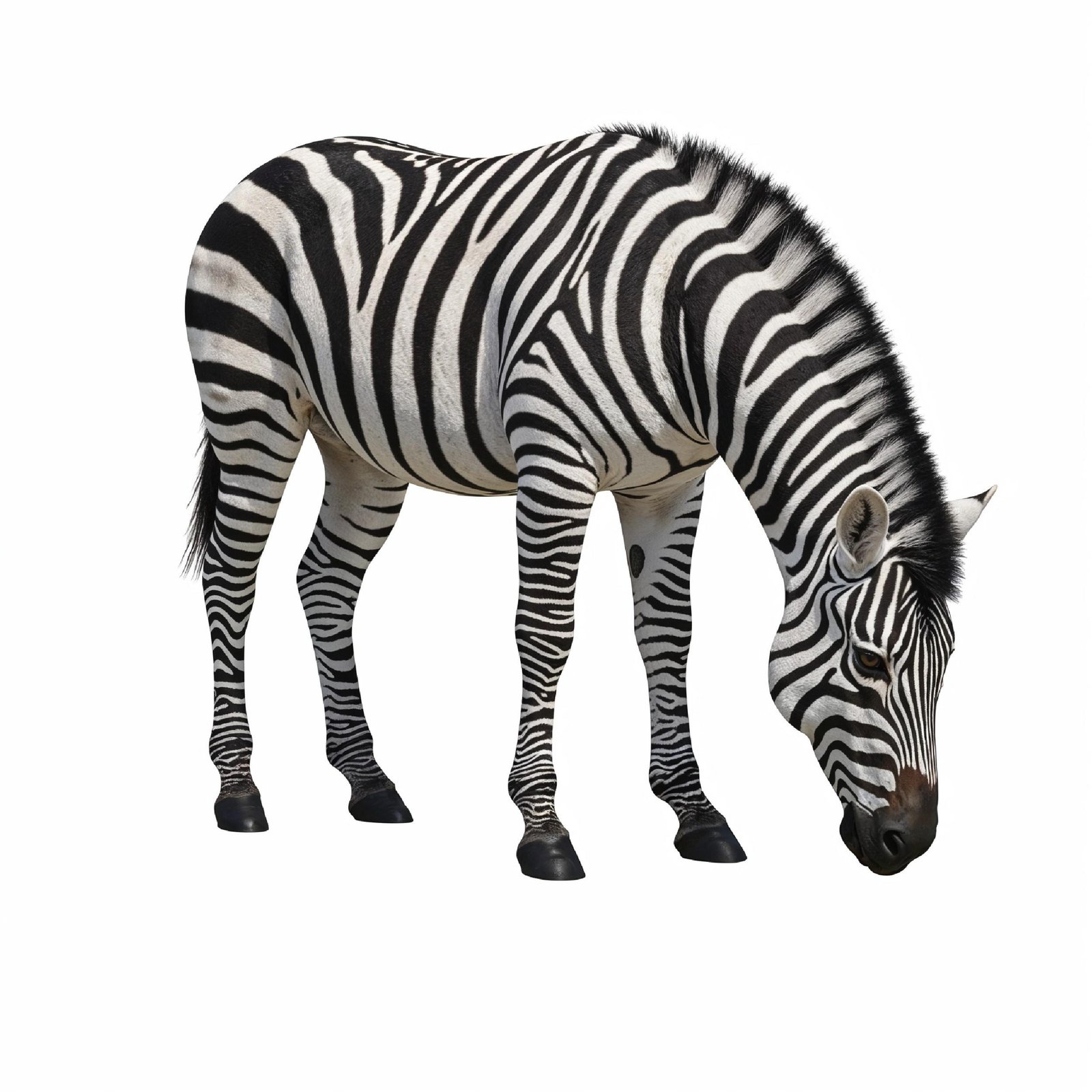 Zebra Isolated on White Background African Wildlife Animal Portrait