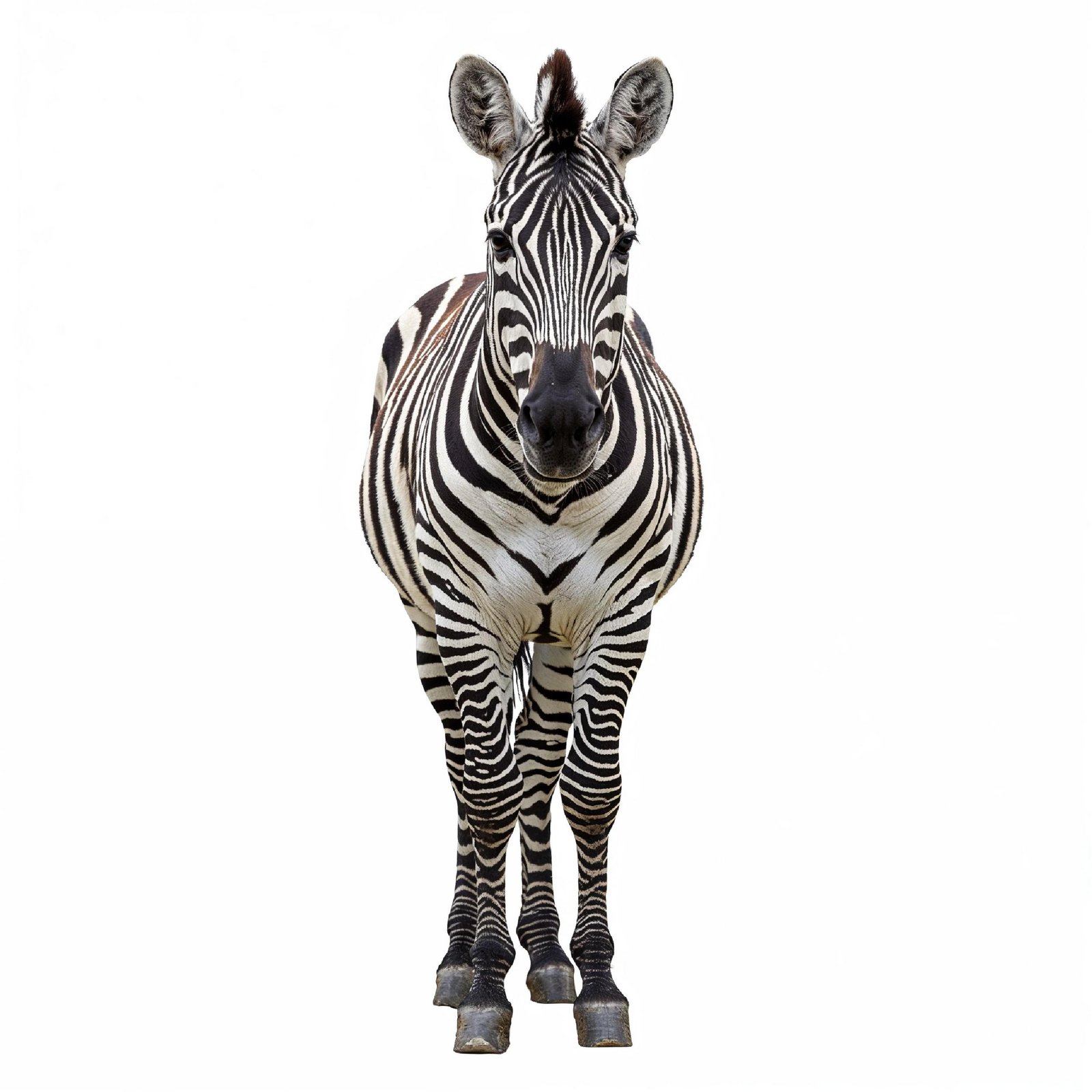 Zebra Isolated on White Background African Wildlife Animal Portrait