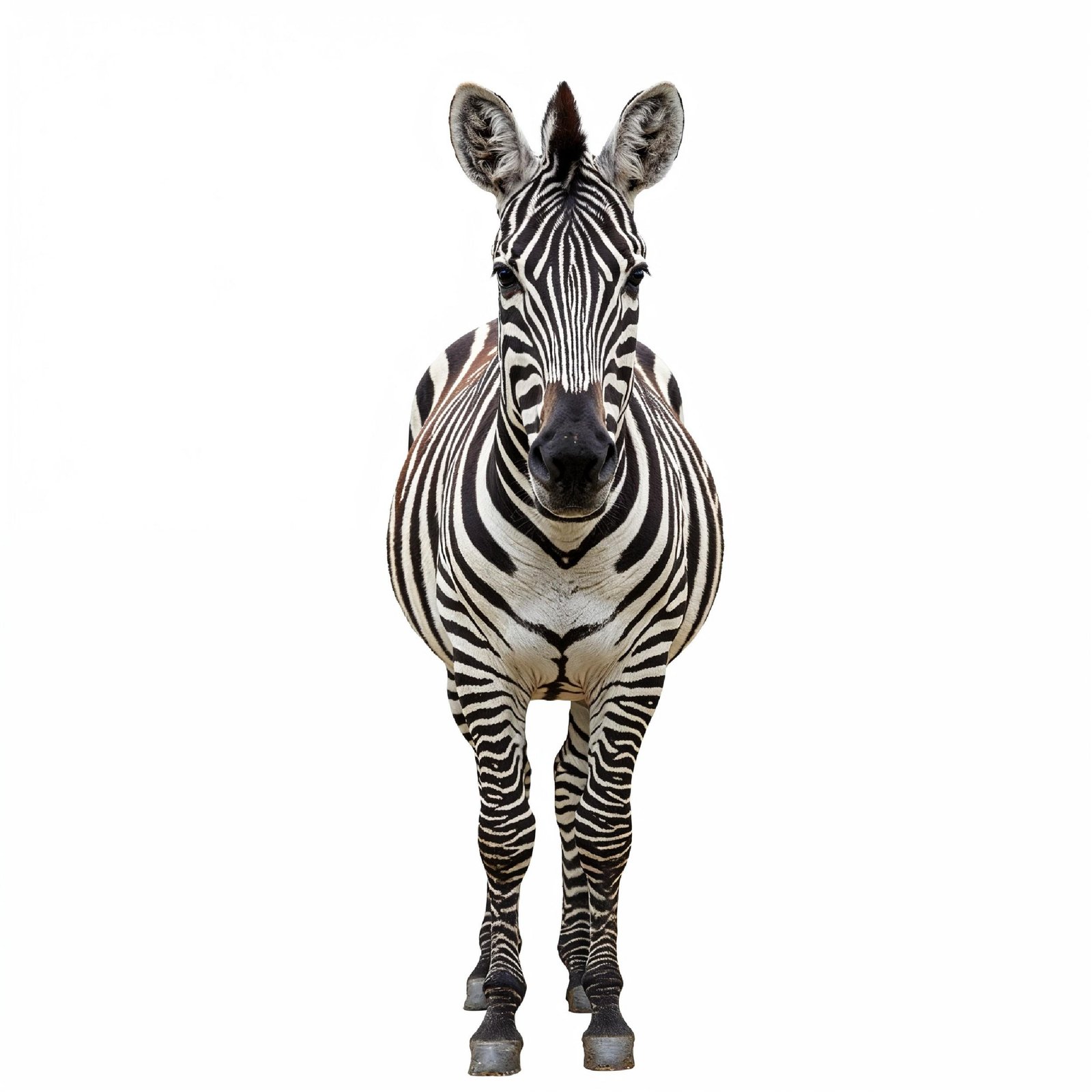 Zebra Isolated on White Background African Wildlife Animal Portrait