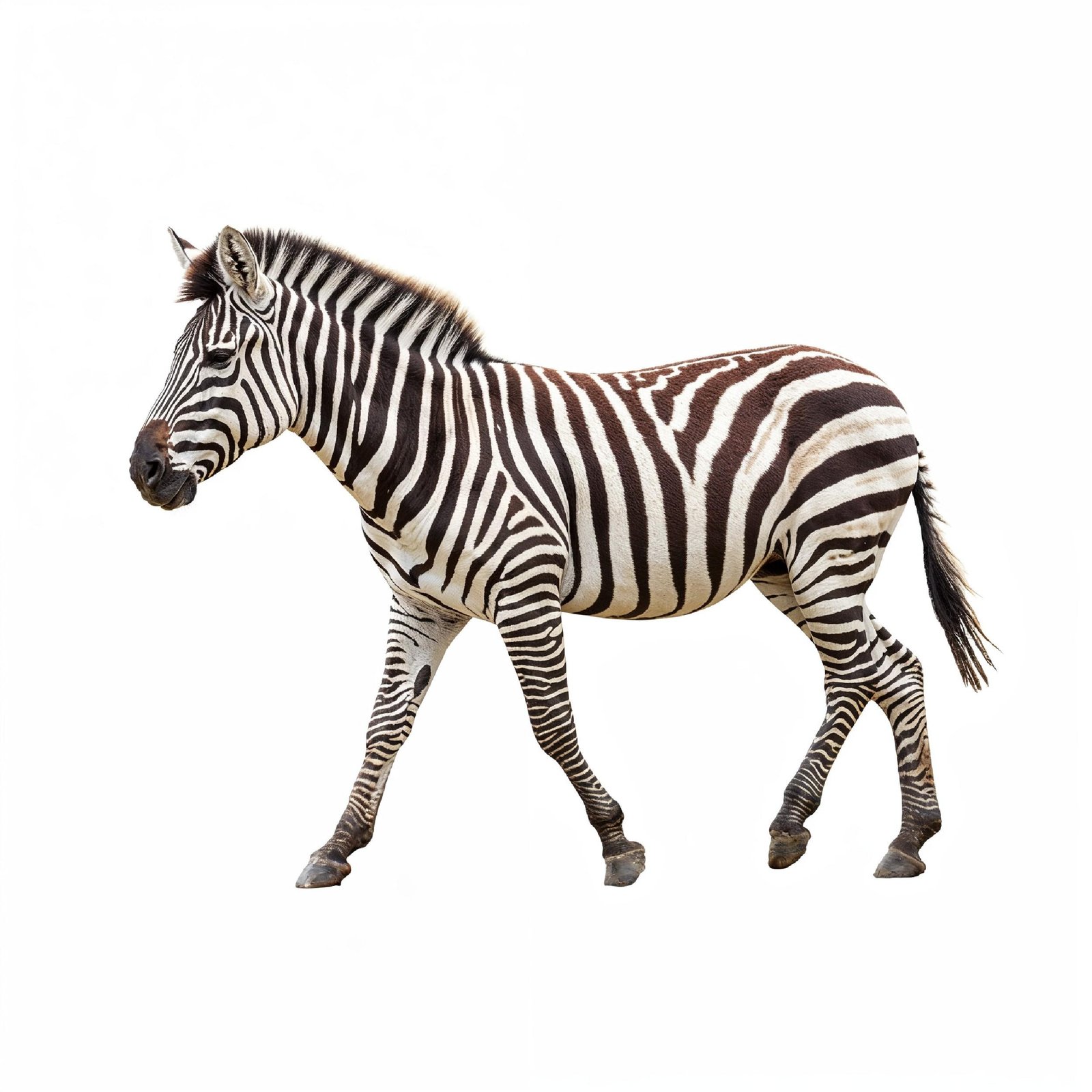 Zebra Isolated on White Background African Wildlife Animal Portrait
