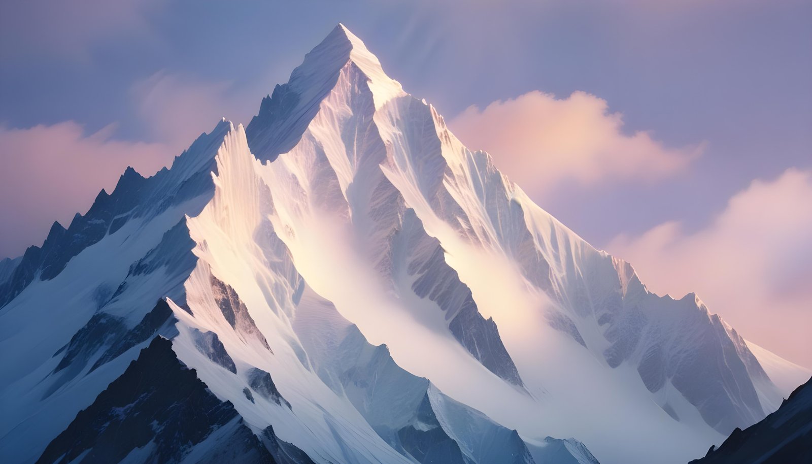 Breathtaking Snow Covered Mountain Landscape with Glaciers and Alpine Peaks