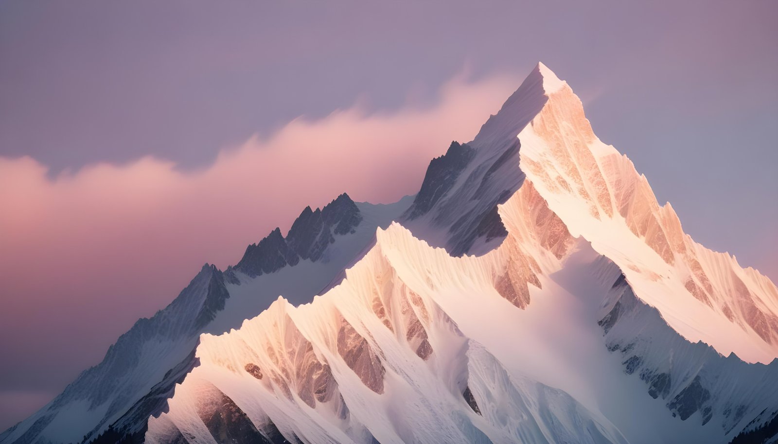 Breathtaking Snow Covered Mountain Landscape with Glaciers and Alpine Peaks